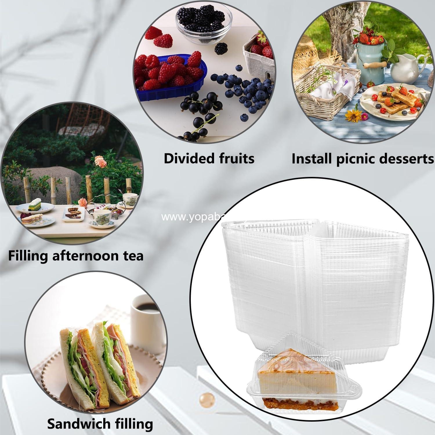 Wholesale 100 Pieces Cake Slice Plastic Containers 4.33 Inches Hinged Lid for Cheesecake, Bakery, and Home Use Factory