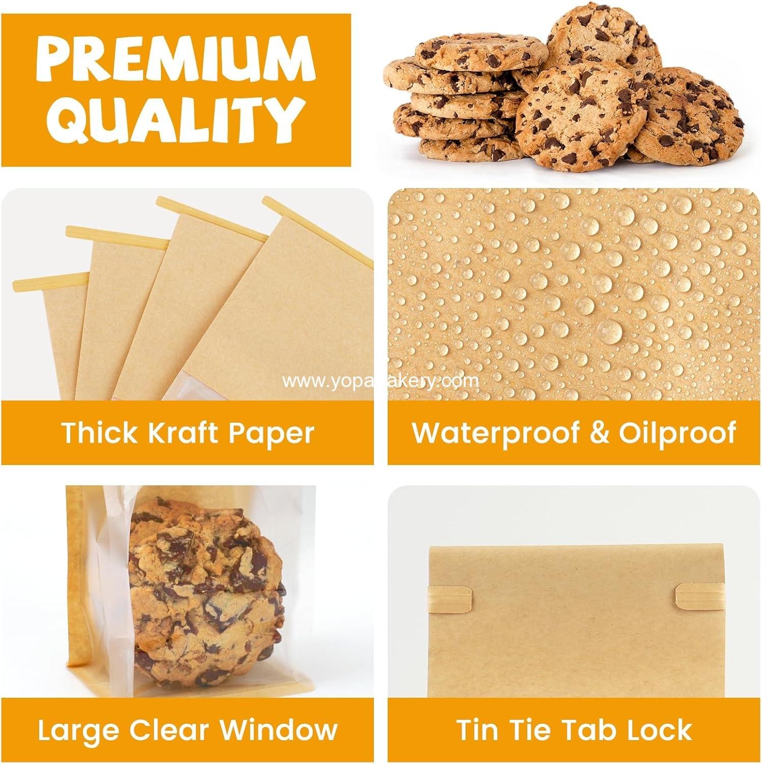 Wholesale 50 Pack Cookie Packaging Bags, 3.9x3.1x8.2 Inches Resealable Bakery Bags with Window and Tin Tie for Baked Goods and Gifts - Factory Wholesale 50 Pack Cookie Packaging Bags, 3.9x3.1x8.2 Inches Resealable Bakery Bags with Window and Tin Tie for Baked Goods and Gifts - Factory