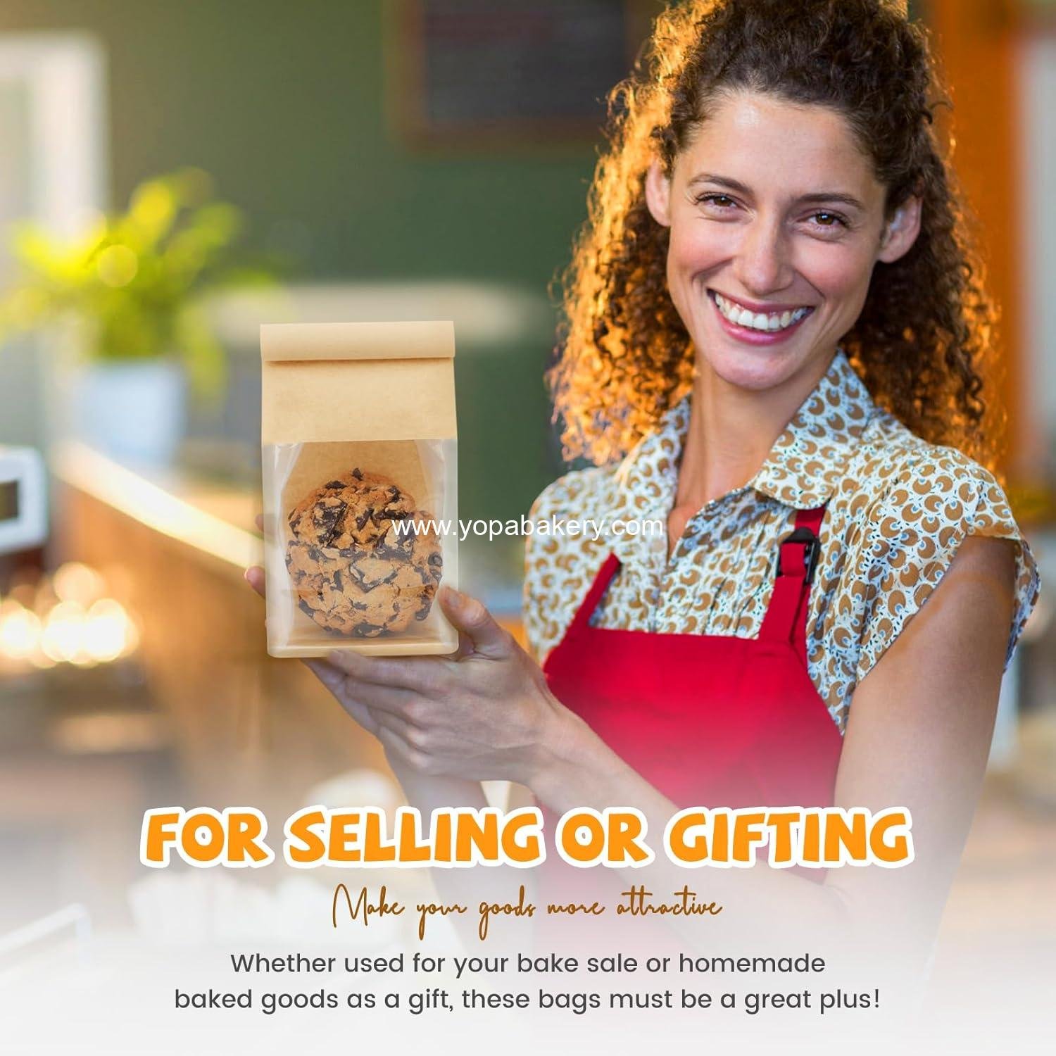 Wholesale 50 Pack Cookie Packaging Bags, 3.9x3.1x8.2 Inches Resealable Bakery Bags with Window and Tin Tie for Baked Goods and Gifts - Factory Wholesale 50 Pack Cookie Packaging Bags, 3.9x3.1x8.2 Inches Resealable Bakery Bags with Window and Tin Tie for Baked Goods and Gifts - Factory