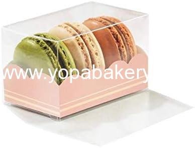 Wholesale Premium Clear and Pink Insert Wedding Party Favor Gift Boxes for Macarons - Holds 3 Macarons - 3.14'' x 2'' x 2'' - Pack of 25 - Factory