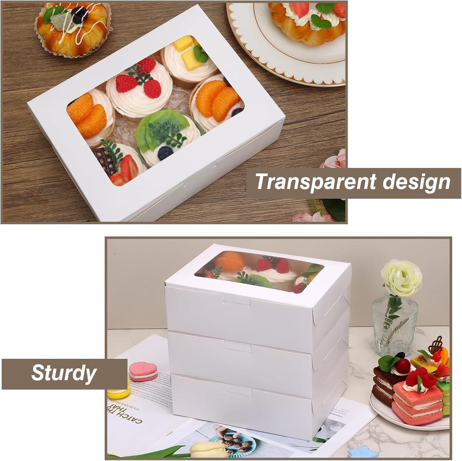 Wholesale 12pcs Bakery Boxes with Window, 8x6x2.5 Inches, for Cookies, Chocolate Strawberries, Donuts, Cupcakes, Muffins, and Desserts - Manufacturer Wholesale 12pcs Bakery Boxes with Window, 8x6x2.5 Inches, for Cookies, Chocolate Strawberries, Donuts, Cupcakes, Muffins, and Desserts - Manufacturer