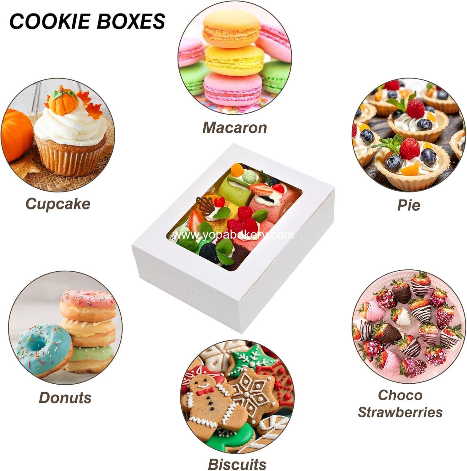 Wholesale 12pcs Bakery Boxes with Window, 8x6x2.5 Inches, for Cookies, Chocolate Strawberries, Donuts, Cupcakes, Muffins, and Desserts - Manufacturer Wholesale 12pcs Bakery Boxes with Window, 8x6x2.5 Inches, for Cookies, Chocolate Strawberries, Donuts, Cupcakes, Muffins, and Desserts - Manufacturer