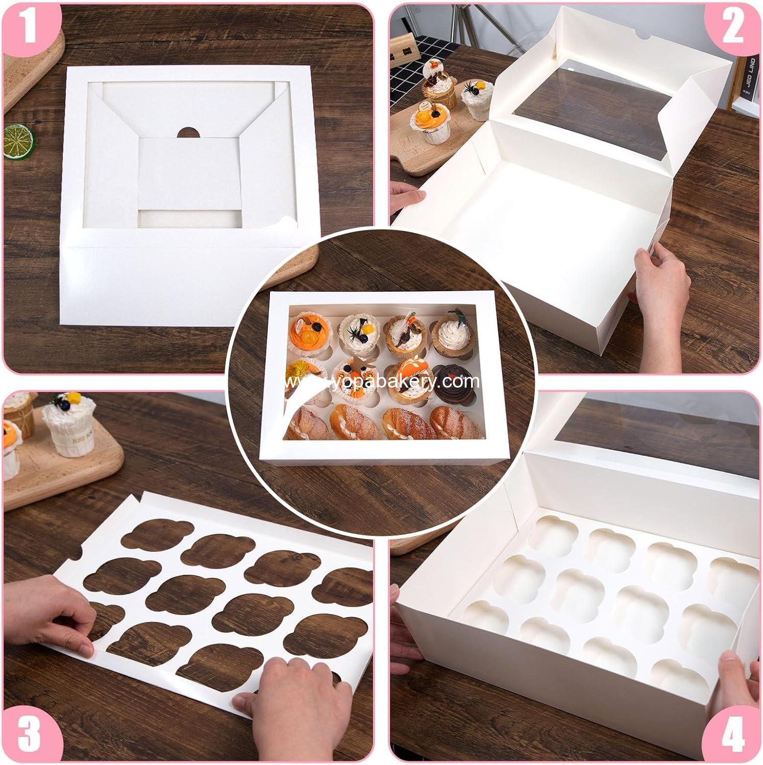Wholesale 12 Count Cupcake Boxes with Window - 12PCS White Pastry Holders for Birthday Holiday Parties Bakery Supplies Factory Wholesale 12 Count Cupcake Boxes with Window - 12PCS White Pastry Holders for Birthday Holiday Parties Bakery Supplies Factory