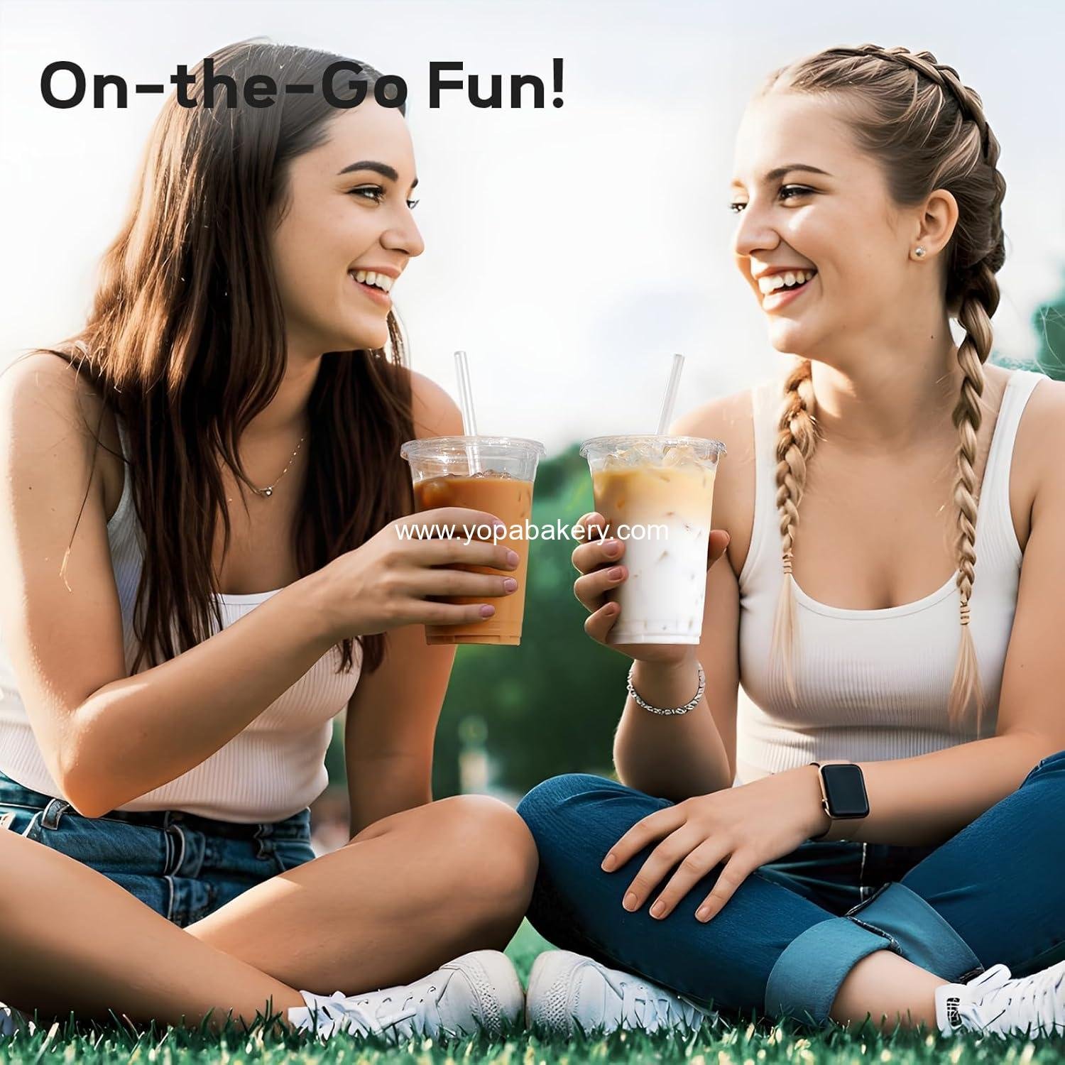 Wholesale 100 Pack - 16 oz Clear Plastic Cups with Lids and Straws, Food Safe Disposable Iced Coffee Cups for Cold Beverages, Smoothies, Leak-Proof, BPA-Free Factory