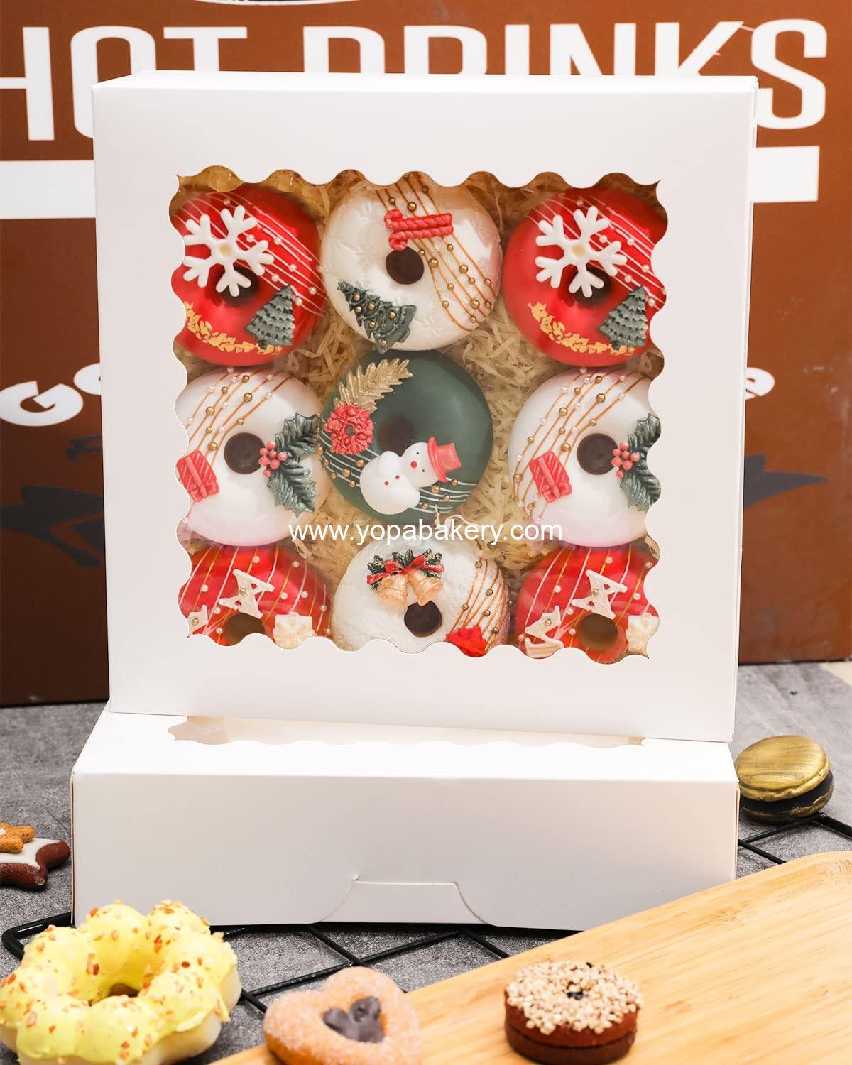 Wholesale Auto Pop-Up White Pie Boxes with Window 10x10x2.5 inches - 30 Packs Cookie Donut Bakery Box Factory