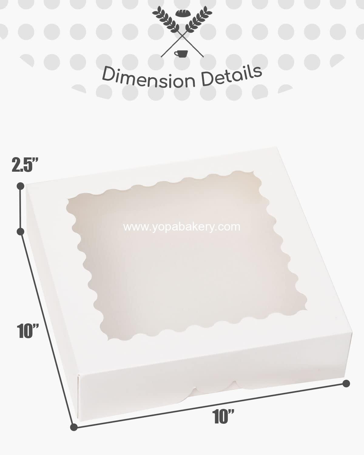 Wholesale Auto Pop-Up White Pie Boxes with Window 10x10x2.5 inches - 30 Packs Cookie Donut Bakery Box Factory