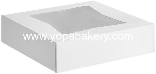 Wholesale Auto-Popup Bakery Boxes, 10x10x2.5 Inch, White Paperboard with Crystal-Clear Window, 200 Count Factory Wholesale Auto-Popup Bakery Boxes, 10x10x2.5 Inch, White Paperboard with Crystal-Clear Window, 200 Count Factory