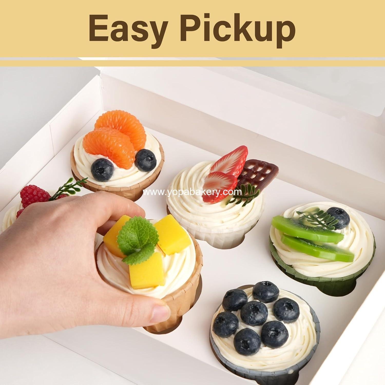 Wholesale Pre-Folded Cupcake Carrier 12 Pack, Holds 72 Standard Cupcakes, Food Grade Disposable Pastry Boxes with Window, OEM Factory