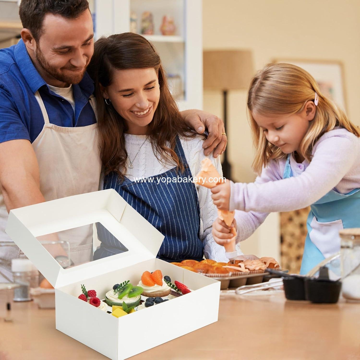 Wholesale Pre-Folded Cupcake Carrier 12 Pack, Holds 72 Standard Cupcakes, Food Grade Disposable Pastry Boxes with Window, OEM Factory