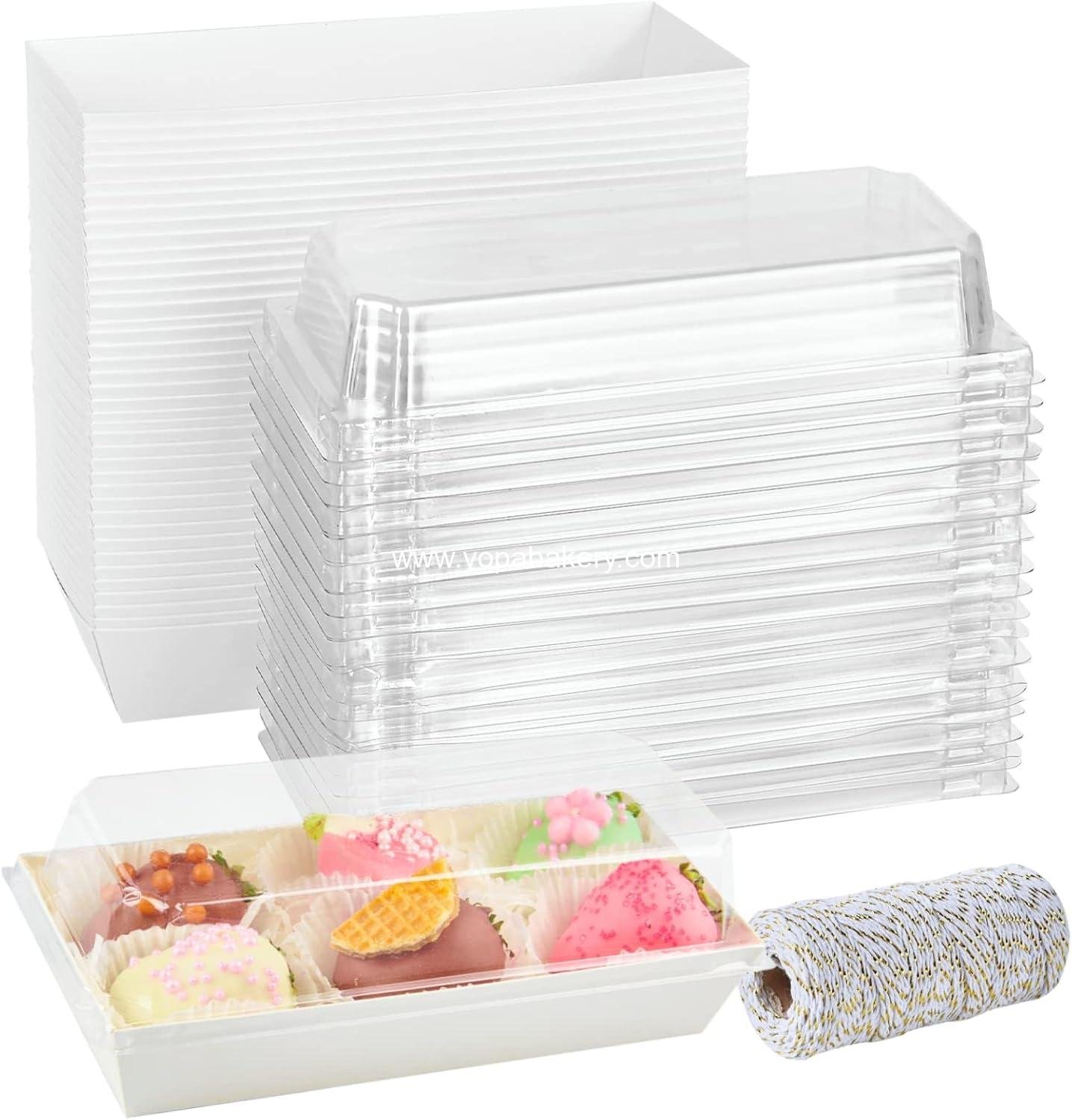 Wholesale 50 Pack Paper Charcuterie Boxes with Clear Lids, 7.5 Inch Small To Go Containers for Desserts, Cookies, Sandwiches, Pastries, Strawberries, Cupcakes (White) Factory