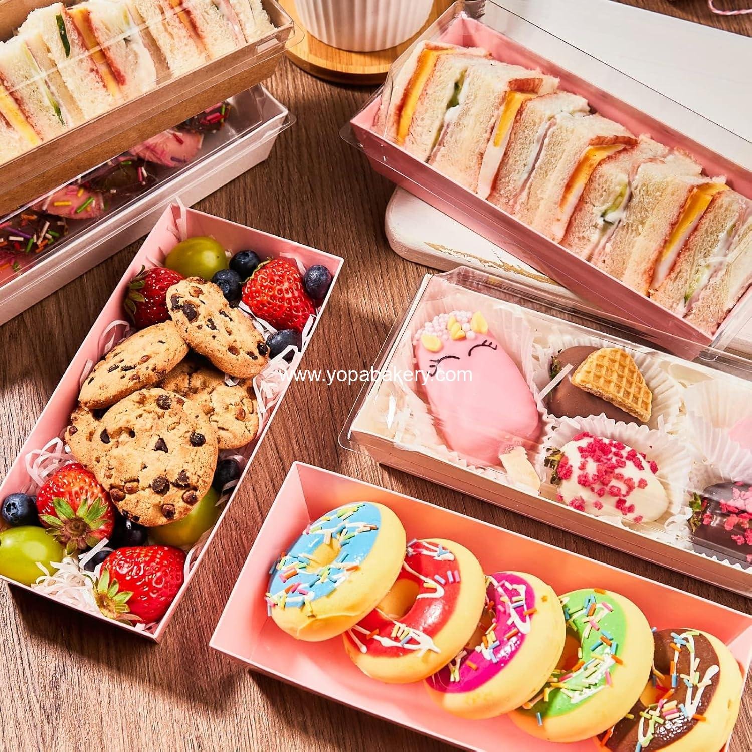 Wholesale 50 Pack Paper Charcuterie Boxes with Clear Lids, 7.5 Inch Small To Go Containers for Desserts, Cookies, Sandwiches, Pastries, Strawberries, Cupcakes (White) Factory