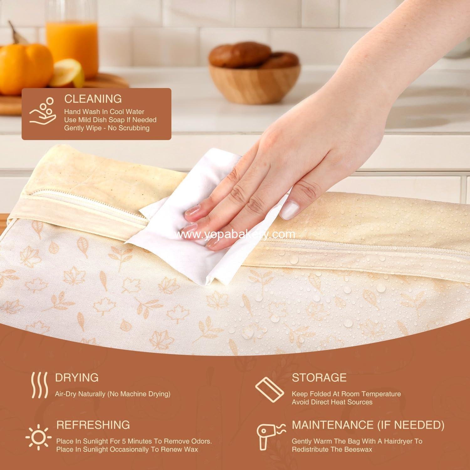 OEM Wholesale Beeswax Bread Bags for Homemade Sourdough Baking, Reusable Storage Container, Sourdough Starter Kit - Factory