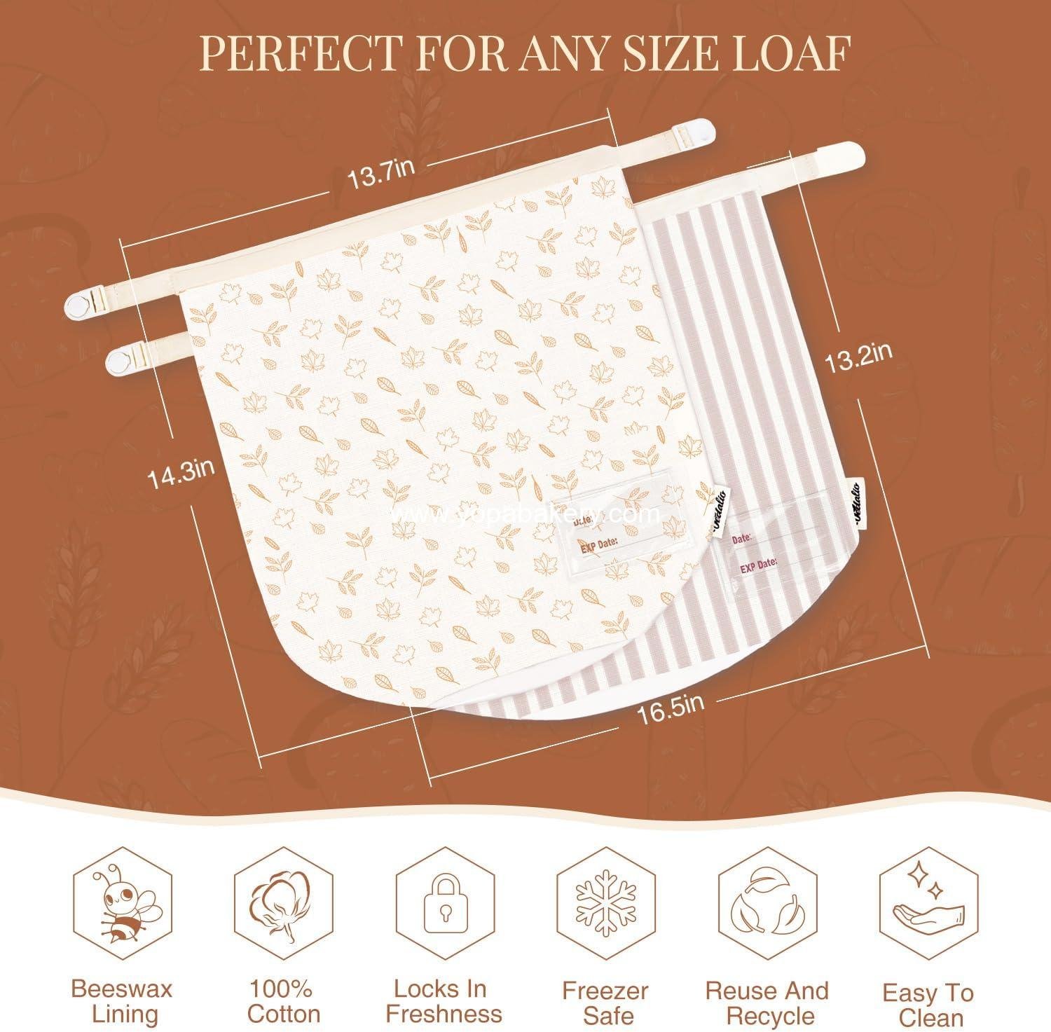 OEM Wholesale Beeswax Bread Bags for Homemade Sourdough Baking, Reusable Storage Container, Sourdough Starter Kit - Factory