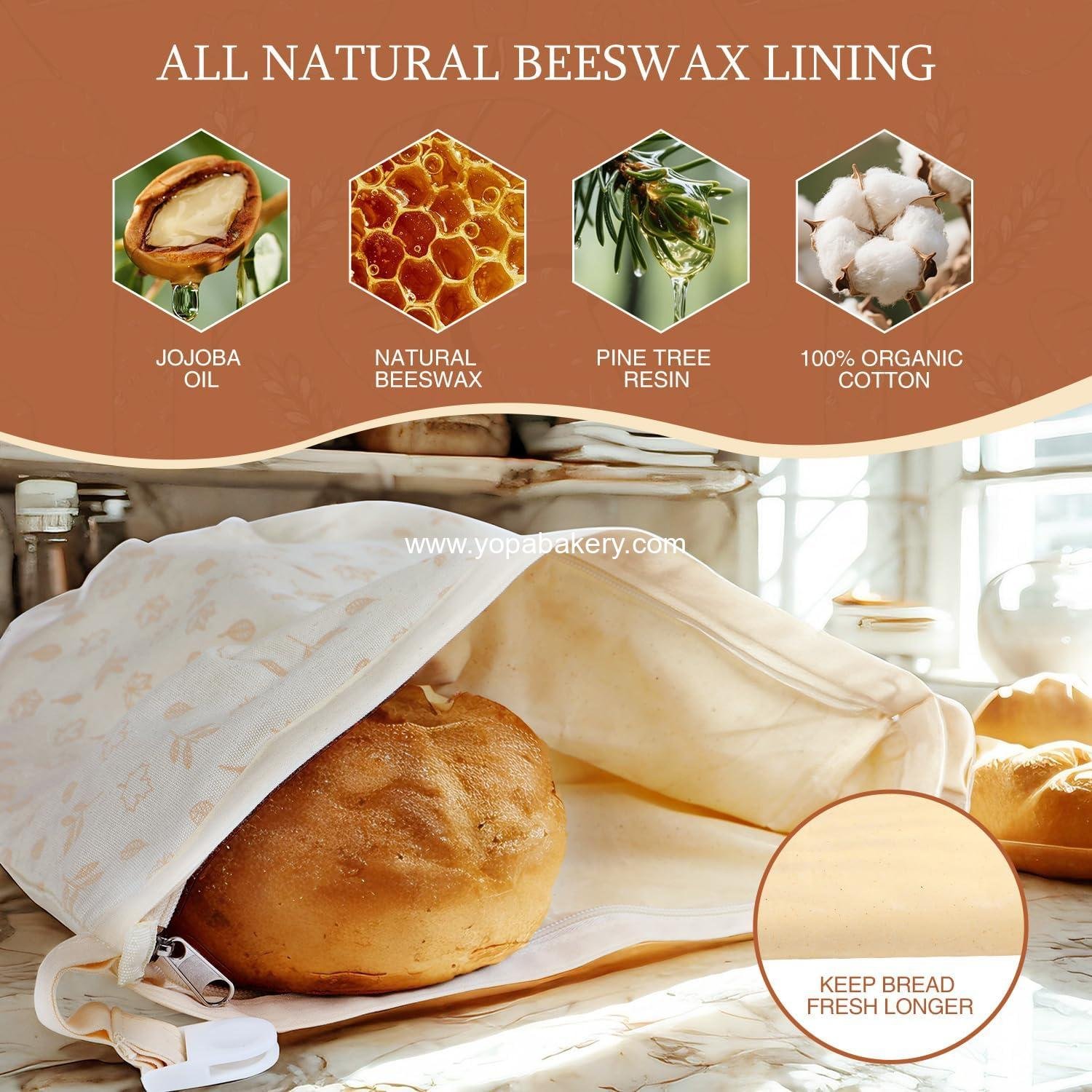 OEM Wholesale Beeswax Bread Bags for Homemade Sourdough Baking, Reusable Storage Container, Sourdough Starter Kit - Factory