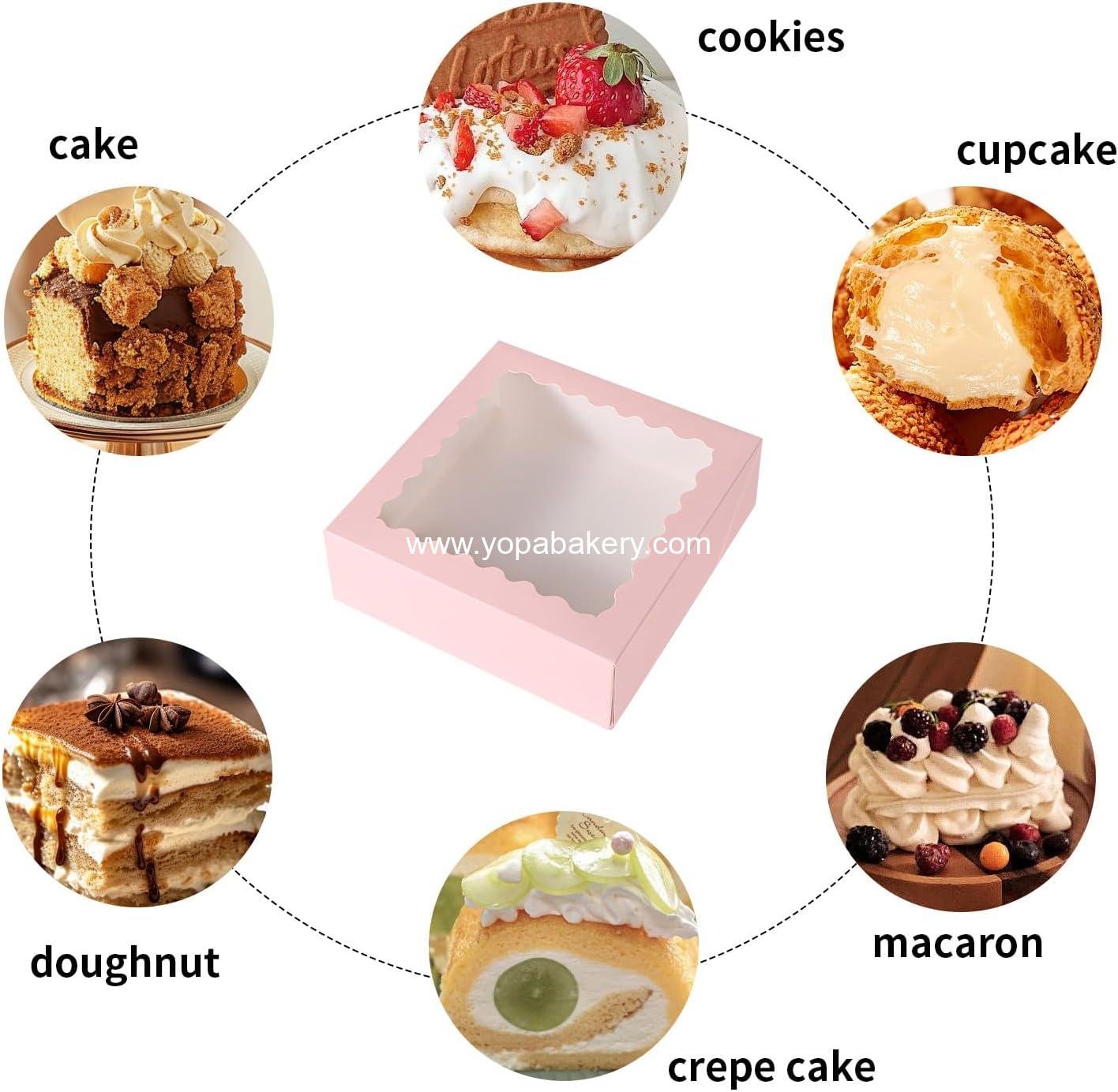 Wholesale 36 pcs Pink Bakery Boxes with Window, 10x10x2.5 Inches, Ideal for Cakes, Pastries, Mini Pies, Desserts, Strawberries, and Chocolates - Factory