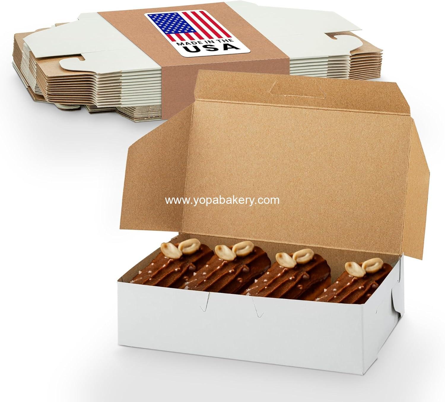 Wholesale No-Window Disposable Bakery Boxes for Eclair Donuts 6.25" x 3.75" x 2.20" (Pack of 250) - Factory