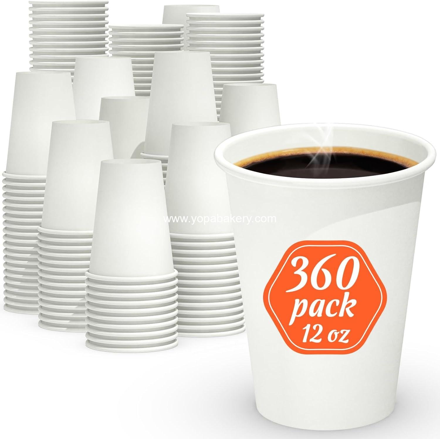 360 Count 12 oz Coffee Cups, Leak-Free Food Safe Paper Cups 12 oz, Disposable 12oz White Paper Cups for Cold and Hot Drinks