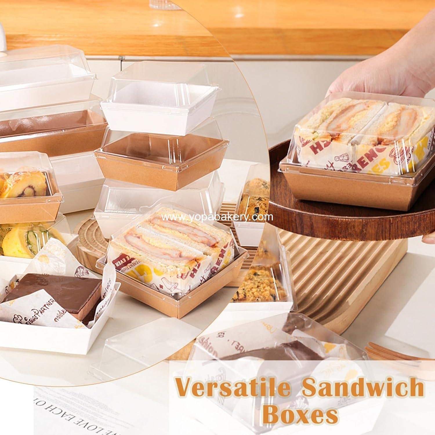 Wholesale 100 Pack Small Charcuterie Boxes with Clear Lids, 5 Inch Disposable Square Paper Bakery Dessert Containers for Cookies, Sushi, Cake Slices, Muffins Factory