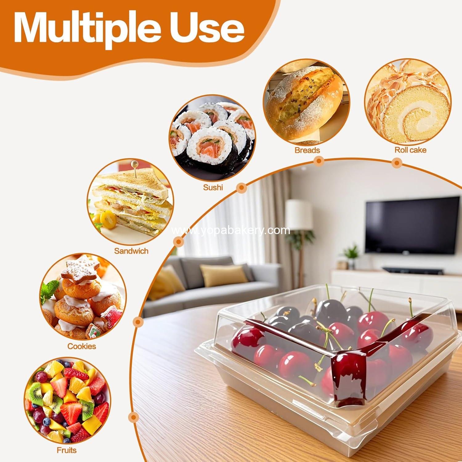 Wholesale 100 Pack Small Charcuterie Boxes with Clear Lids, 5 Inch Disposable Square Paper Bakery Dessert Containers for Cookies, Sushi, Cake Slices, Muffins Factory