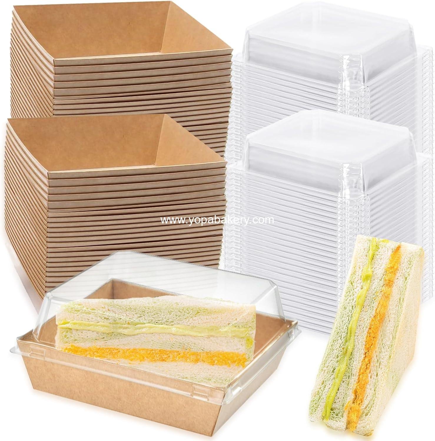 100 Pack Small Charcuterie Boxes with Clear Lids, 5 Inch Disposable Square Paper Bakery Dessert Sandwich Box Mini to Go Food Containers for Cookie, Sushi, Cake Slice, Muffins
