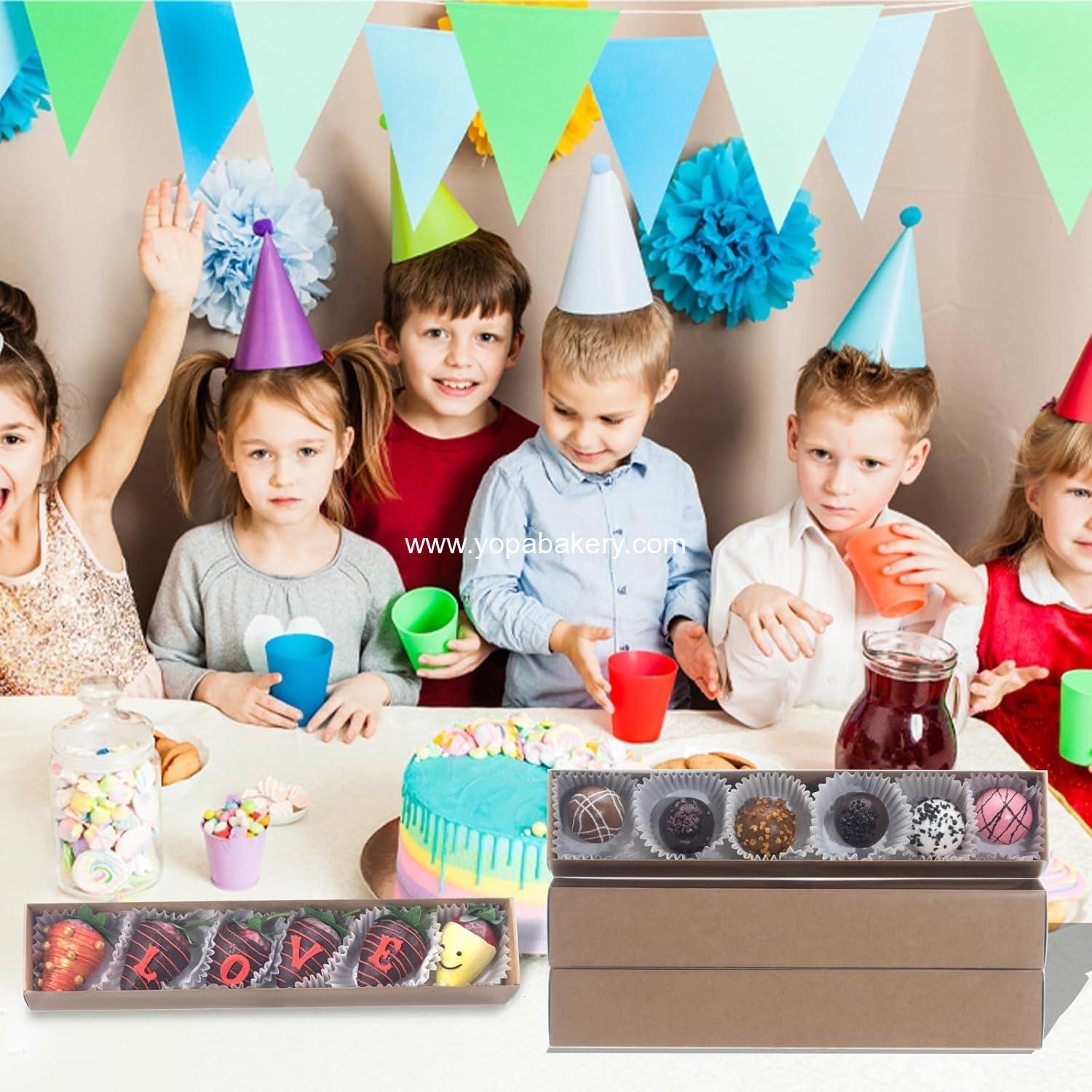 Wholesale 20-Pack 12x2¼x2 Inch Bakery Boxes for Chocolate Covered Strawberries, Macarons, Truffles, Cocoa Bombs, Cookies, and Soaps - Factory