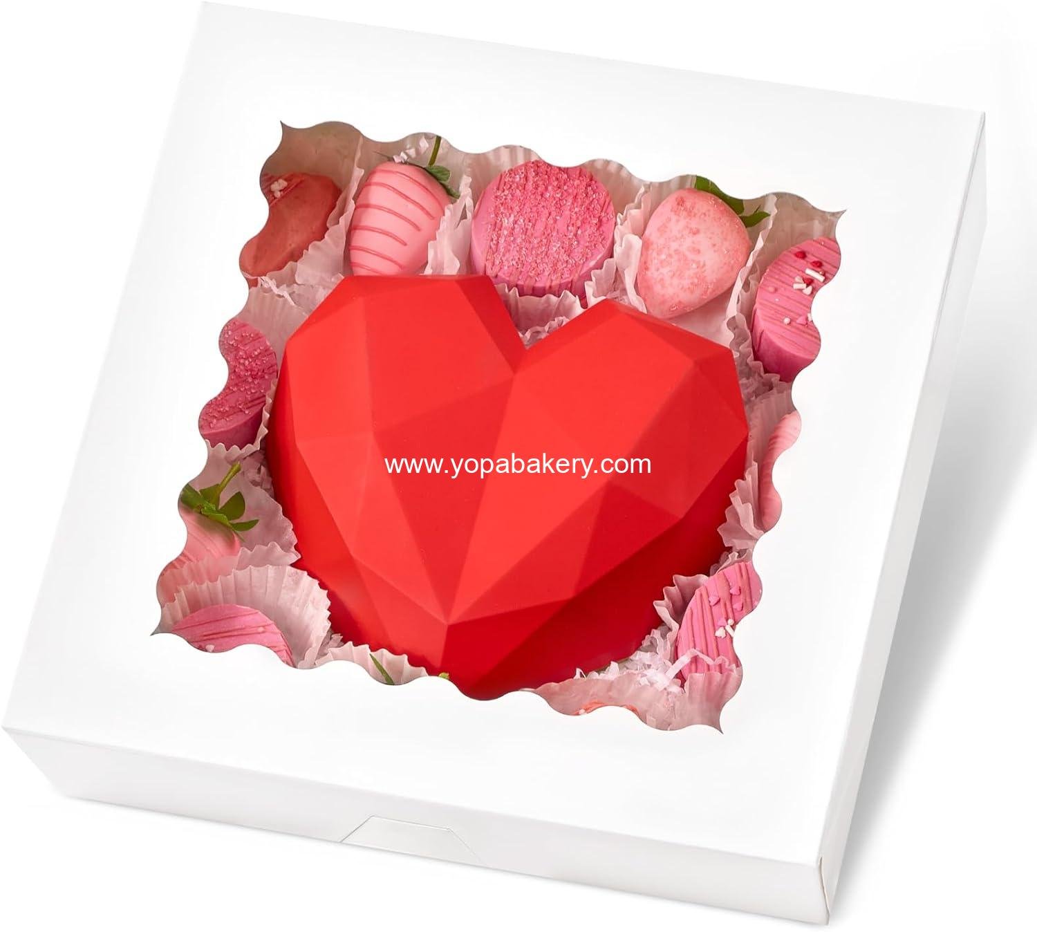 Kucoele 20 PCS Pie Boxes, 12 x 12 x 2.5 Inches Bakery Boxes with Window, Auto-Popup Cookie Boxes White Treat Boxes for Chocolate Strawberries, Pastries, Muffins, Donuts