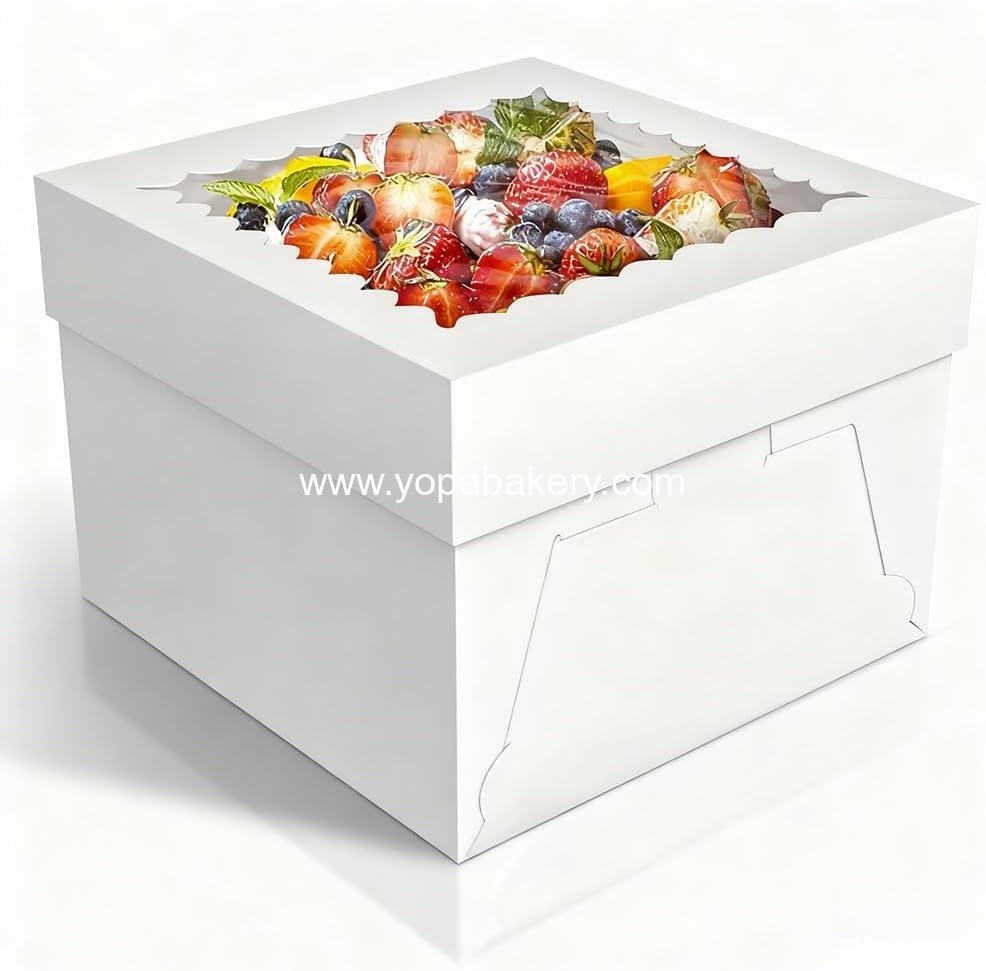 Wholesale 3 Pack Cake Boxes 10x10x8 Inches with Cake Boards, White Bakery Boxes with Window, Disposable Containers with Lids for Cakes, Donuts, Pies, Cookies, Weddings, Birthdays, Parties Factory