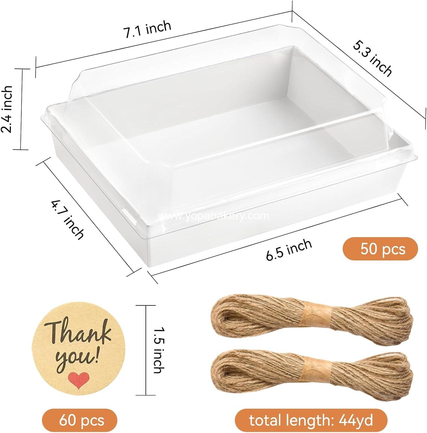 Wholesale 50 Pack Disposable Charcuterie Boxes 7 x 5 Inches with Clear Lids, To Go Food Containers for Pastries, Chocolate Covered Strawberries, Hot Cocoa Bombs (White) Factory