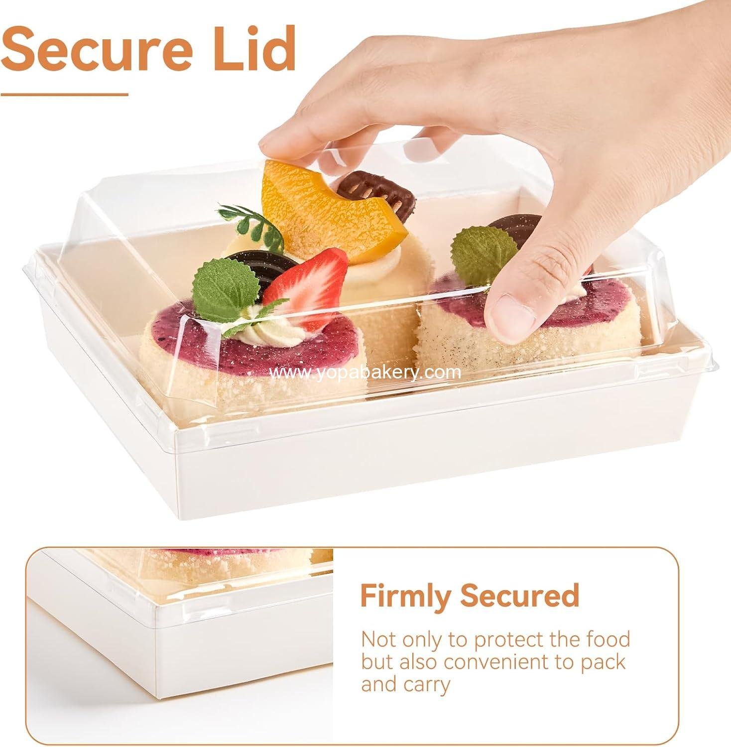 Wholesale 50 Pack Disposable Charcuterie Boxes 7 x 5 Inches with Clear Lids, To Go Food Containers for Pastries, Chocolate Covered Strawberries, Hot Cocoa Bombs (White) Factory