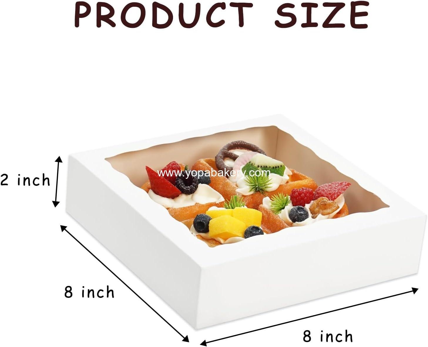 Wholesale 50pcs 8x8x2 Inch Bakery Boxes with Window, Cookie Treat Box for Macarons, Desserts, Chocolate-Covered Strawberries, Pastries, and Cakes - Factory