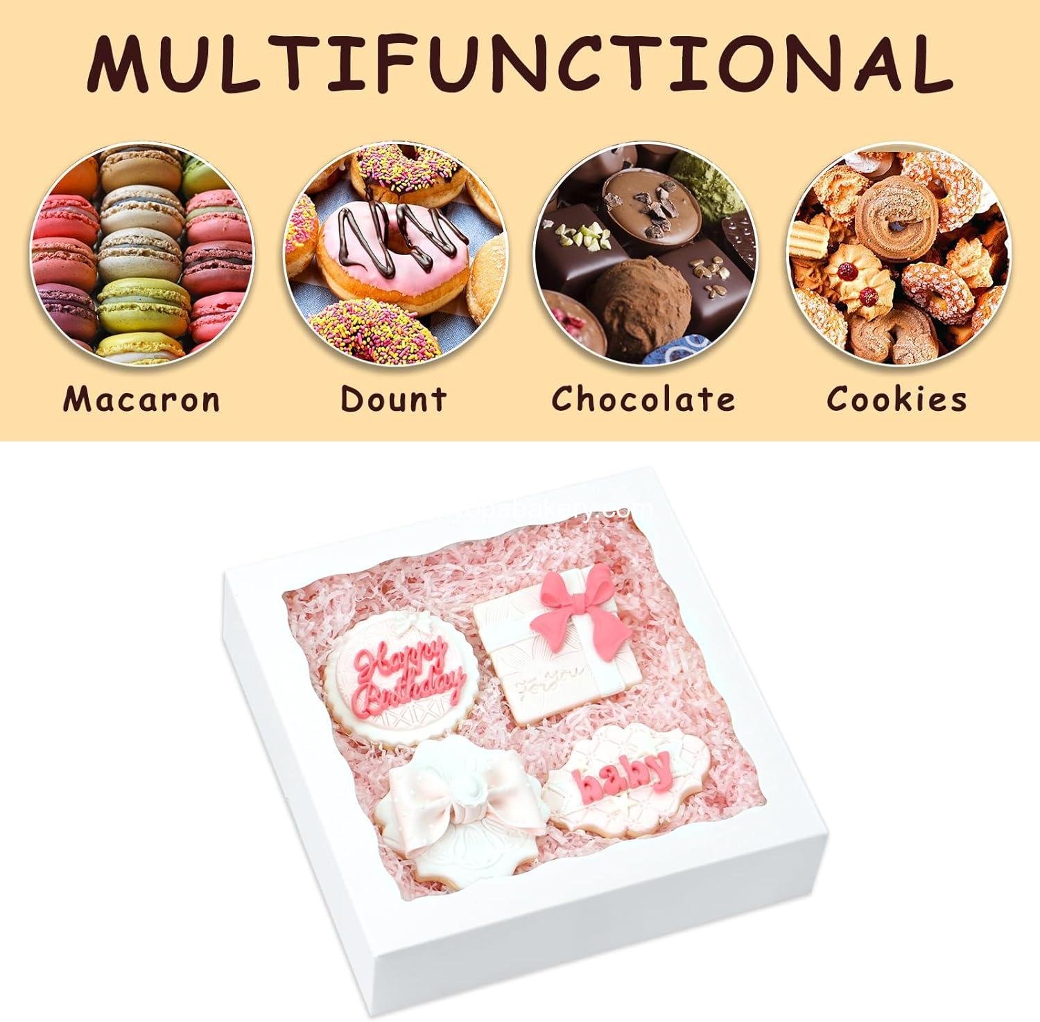 Wholesale 50pcs 8x8x2 Inch Bakery Boxes with Window, Cookie Treat Box for Macarons, Desserts, Chocolate-Covered Strawberries, Pastries, and Cakes - Factory