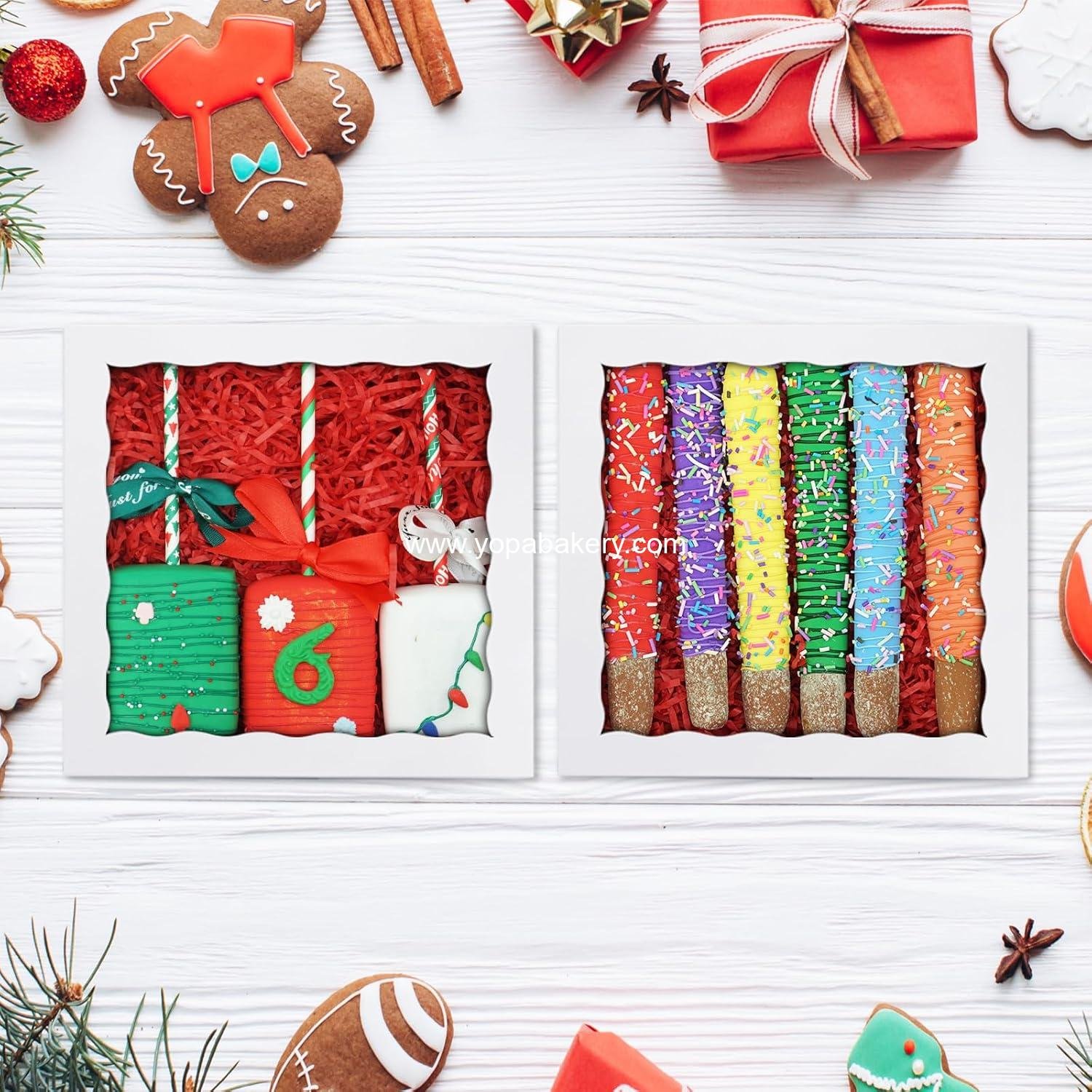 Wholesale 50pcs 8x8x2 Inch Bakery Boxes with Window, Cookie Treat Box for Macarons, Desserts, Chocolate-Covered Strawberries, Pastries, and Cakes - Factory