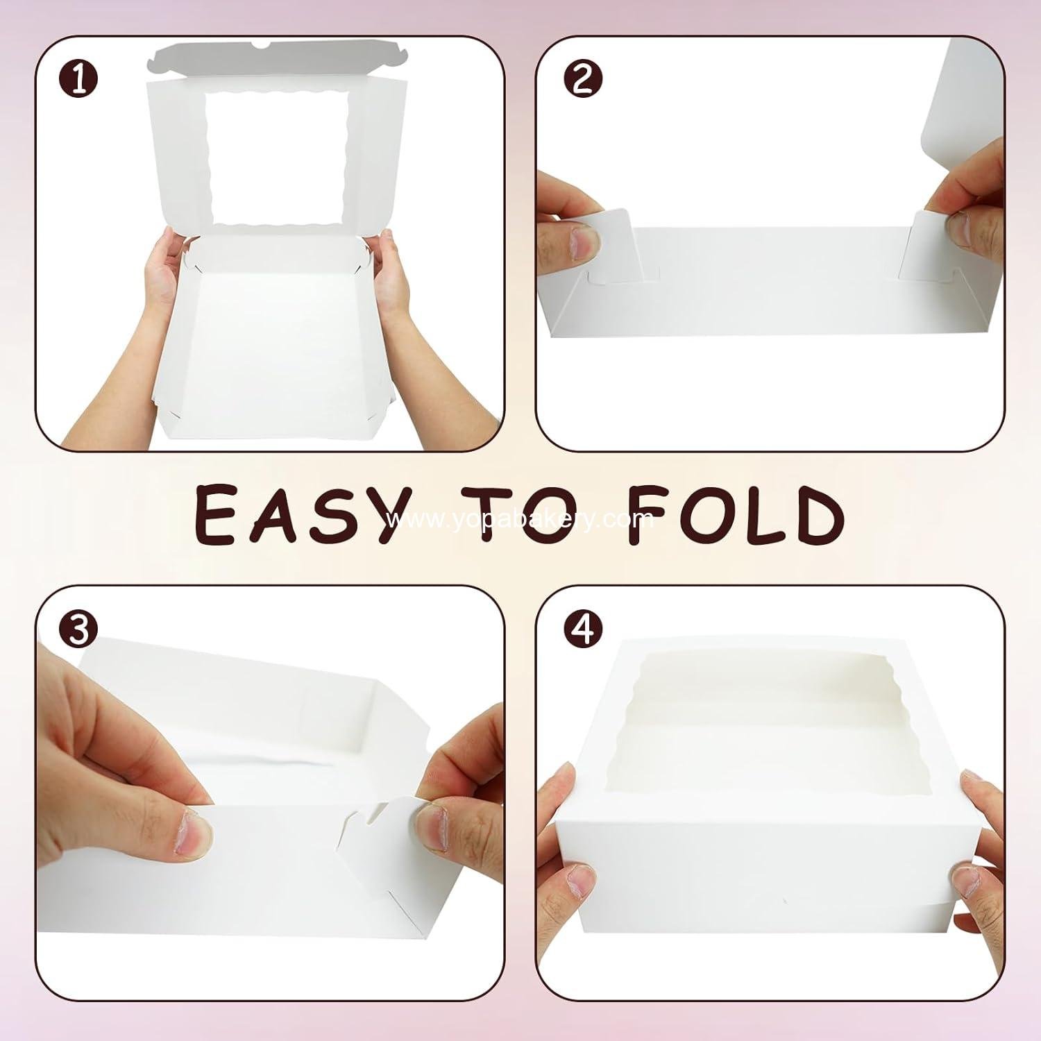 Wholesale 50pcs 8x8x2 Inch Bakery Boxes with Window, Cookie Treat Box for Macarons, Desserts, Chocolate-Covered Strawberries, Pastries, and Cakes - Factory