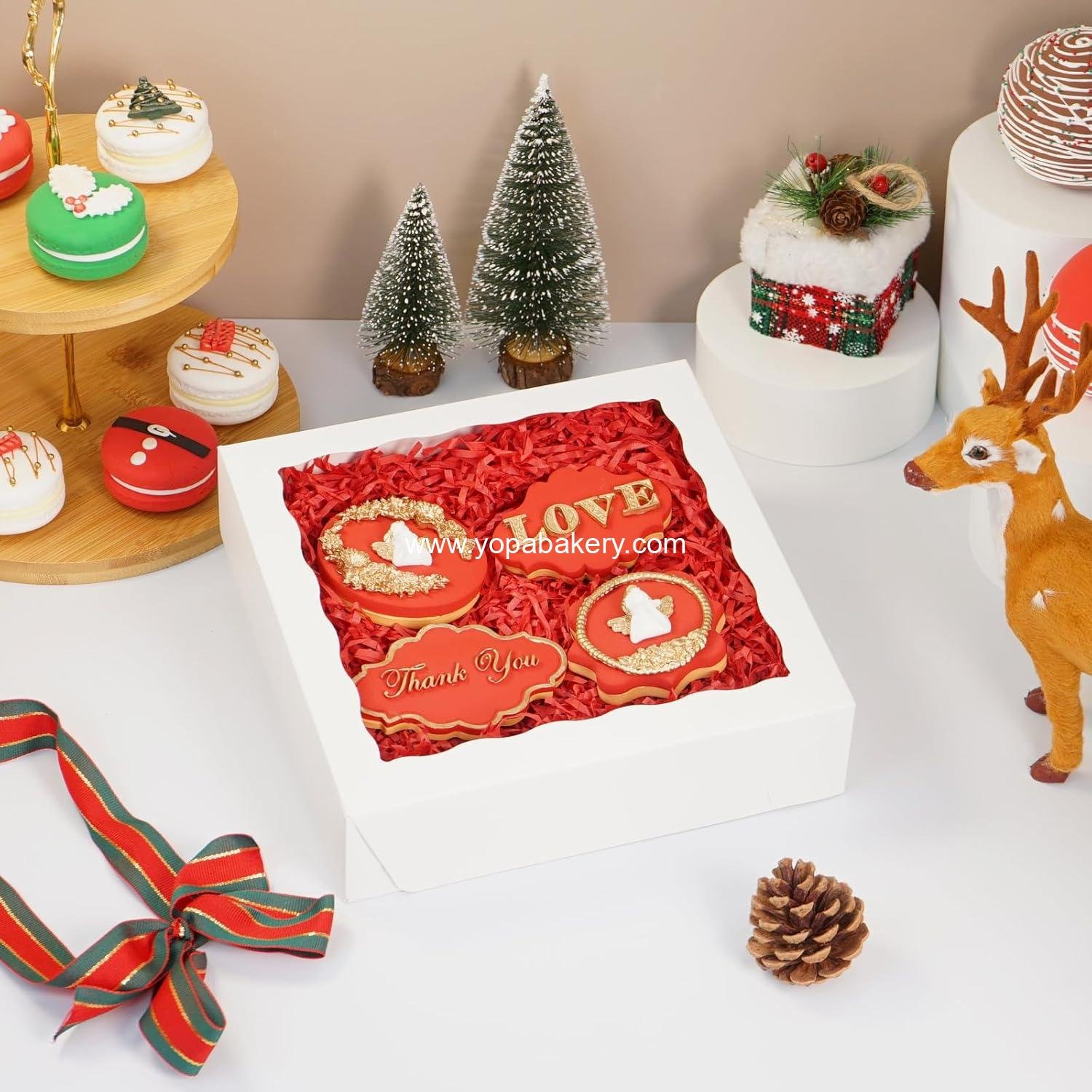 Wholesale 50pcs 8x8x2 Inch Bakery Boxes with Window, Cookie Treat Box for Macarons, Desserts, Chocolate-Covered Strawberries, Pastries, and Cakes - Factory