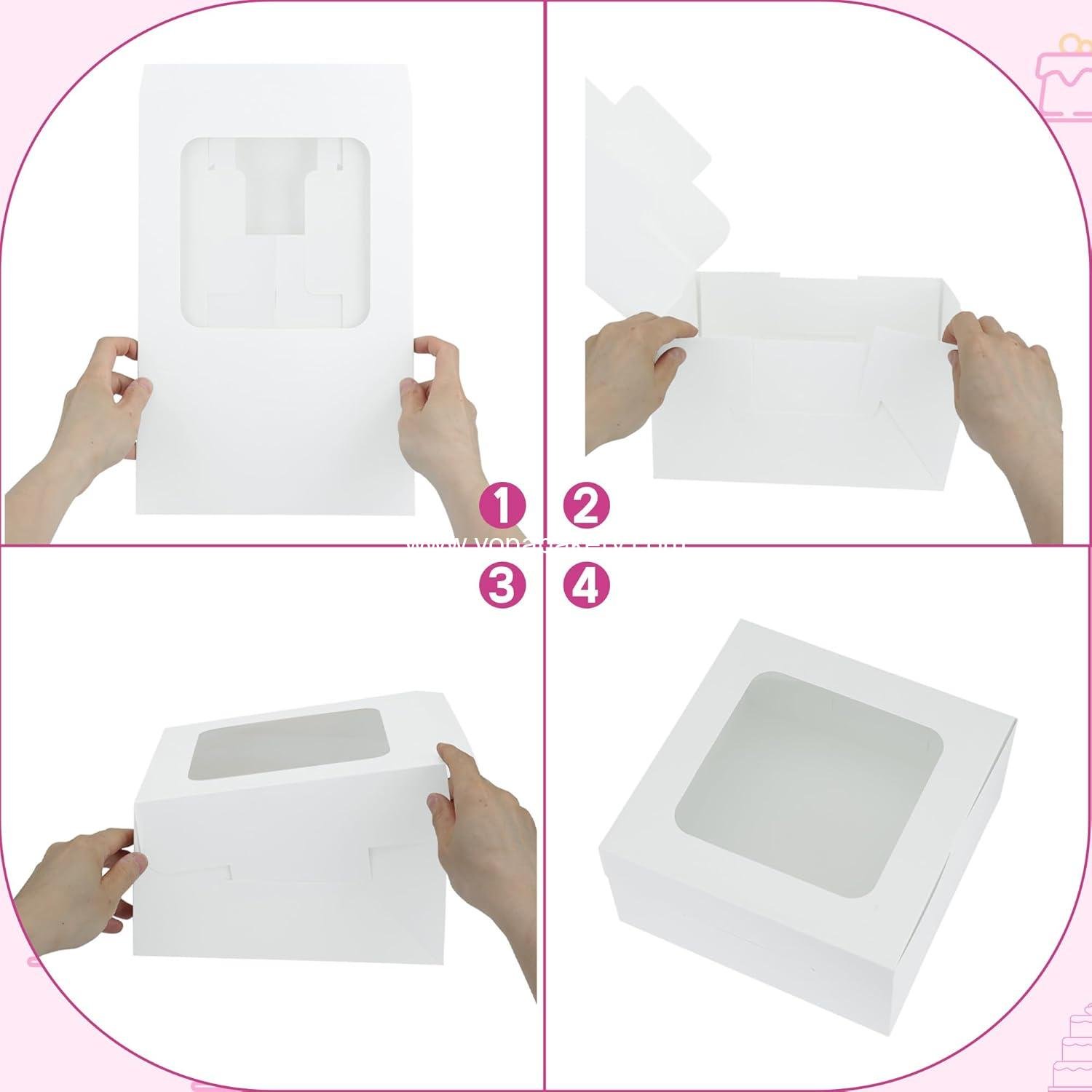 Wholesale 30pcs Cake Boxes with Window, 10x10x5 Inches Bakery Treat Boxes for Cookies, Desserts, Pastries, Chocolate-Covered Strawberries, Cupcakes, Donuts, Baked Goods - Factory