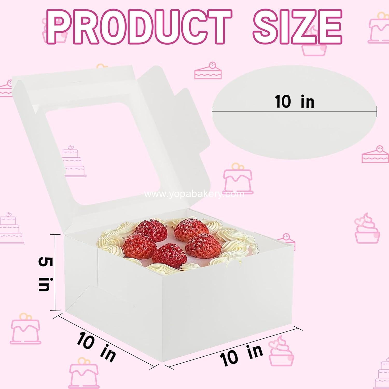 Wholesale 30pcs Cake Boxes with Window, 10x10x5 Inches Bakery Treat Boxes for Cookies, Desserts, Pastries, Chocolate-Covered Strawberries, Cupcakes, Donuts, Baked Goods - Factory