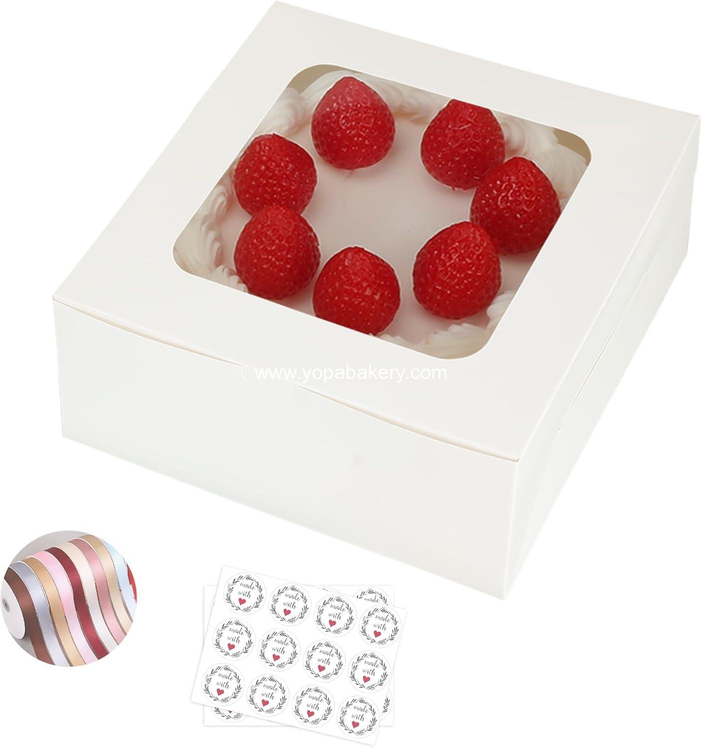 Wholesale 30pcs Cake Boxes with Window, 10x10x5 Inches Bakery Treat Boxes for Cookies, Desserts, Pastries, Chocolate-Covered Strawberries, Cupcakes, Donuts, Baked Goods - Factory
