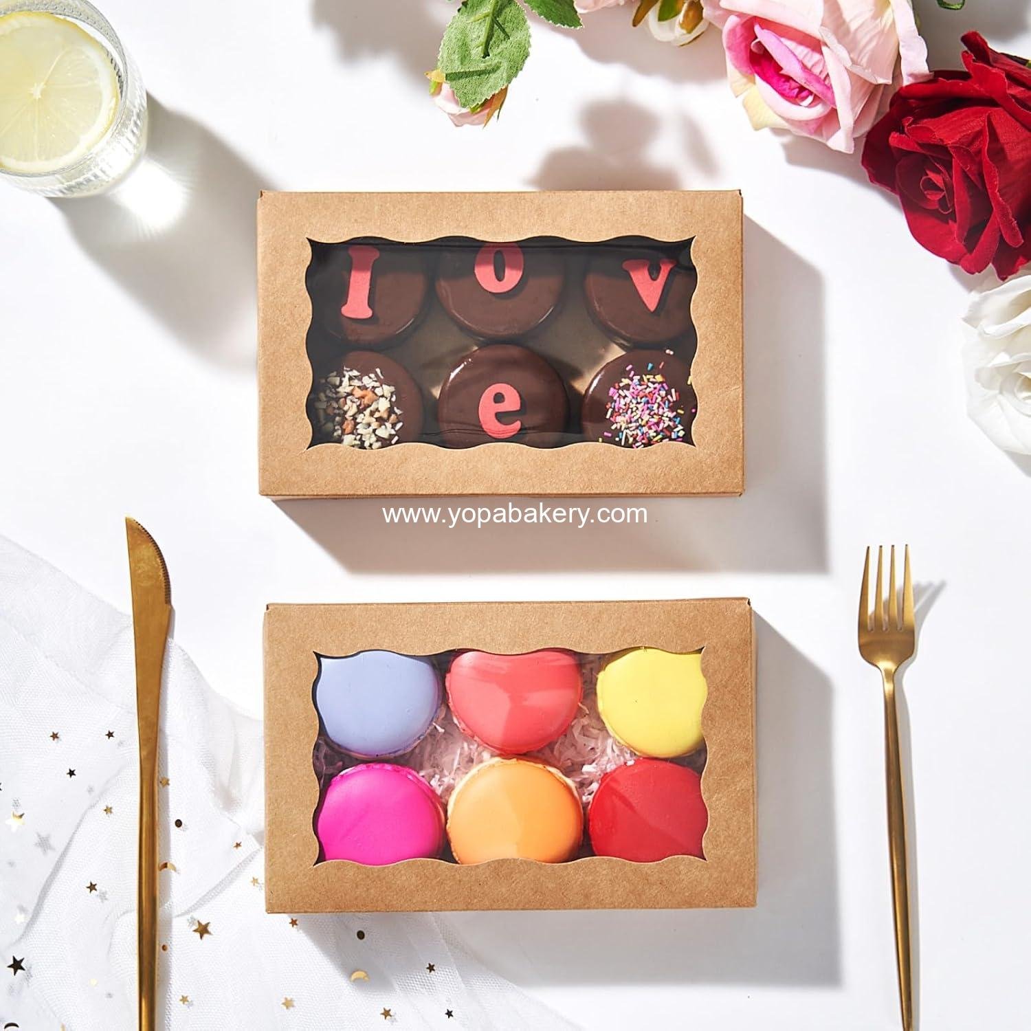 Wholesale 50pcs 7x4.33x1.5 Inch Brown Bakery Boxes with Window for Cookies, Cake Pops, Chocolates, Macarons, and Treats for Christmas, Valentine's, Father's Day, Mother's Day - Factory