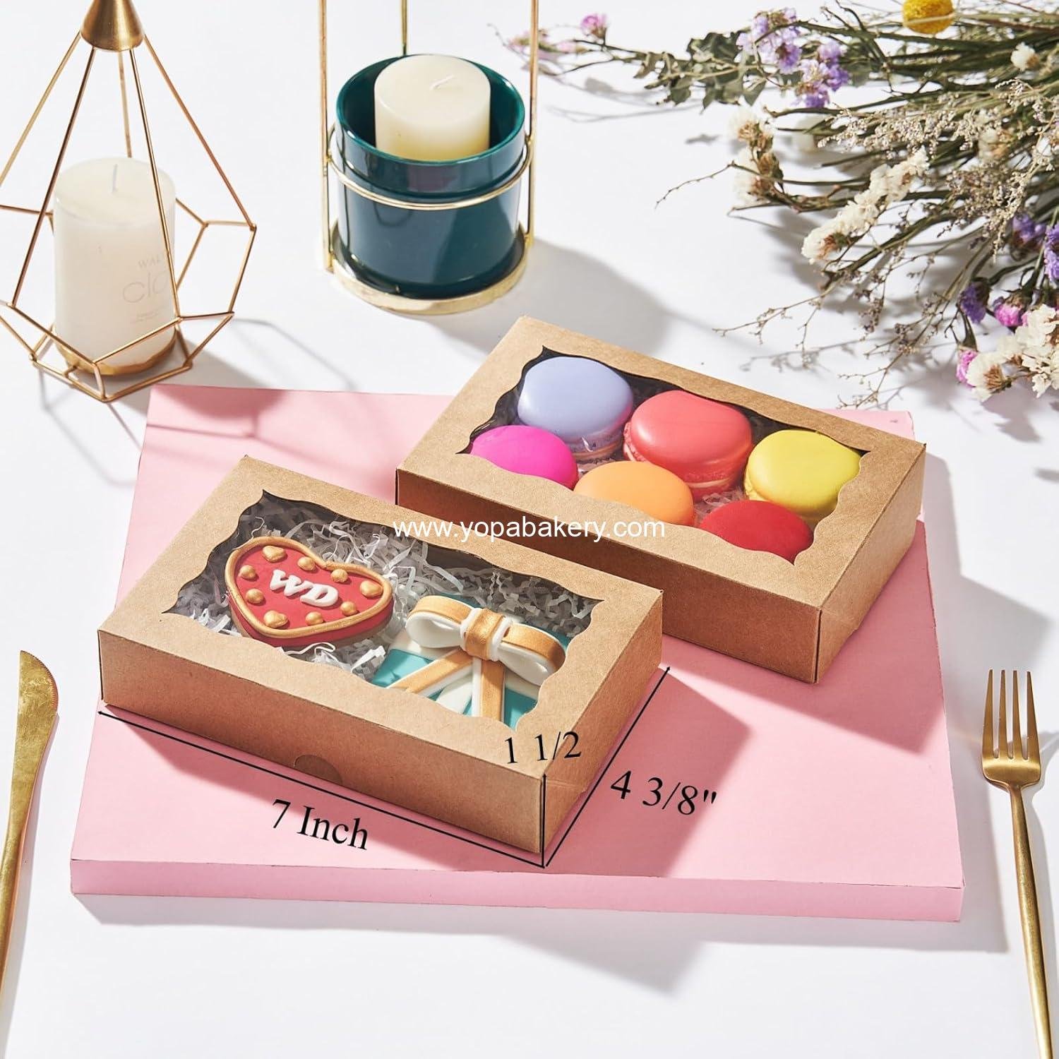 Wholesale 50pcs 7x4.33x1.5 Inch Brown Bakery Boxes with Window for Cookies, Cake Pops, Chocolates, Macarons, and Treats for Christmas, Valentine's, Father's Day, Mother's Day - Factory