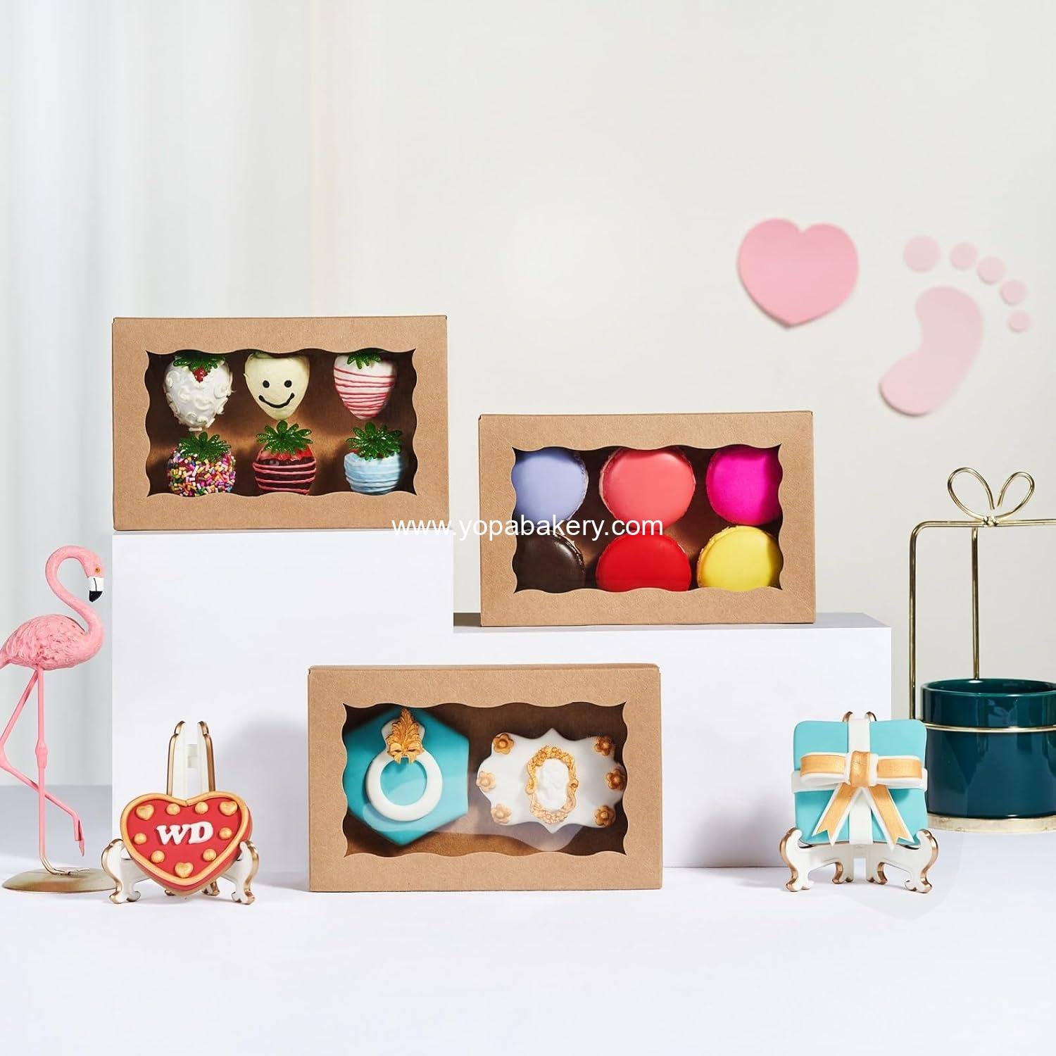 Wholesale 50pcs 7x4.33x1.5 Inch Brown Bakery Boxes with Window for Cookies, Cake Pops, Chocolates, Macarons, and Treats for Christmas, Valentine's, Father's Day, Mother's Day - Factory