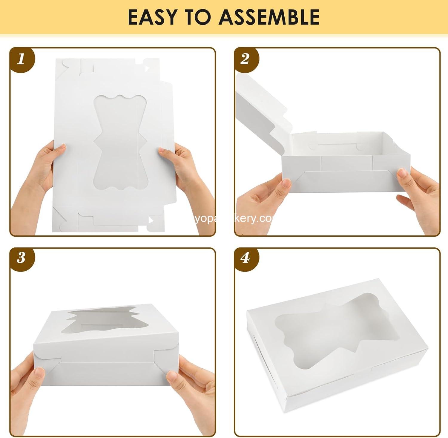 Wholesale 48pcs Bakery Boxes 12x8x2.5 Inches Cookie Boxes with 3 Window Styles for Chocolate Covered Strawberries, Desserts, Cookies, 4 Stickers, Factory