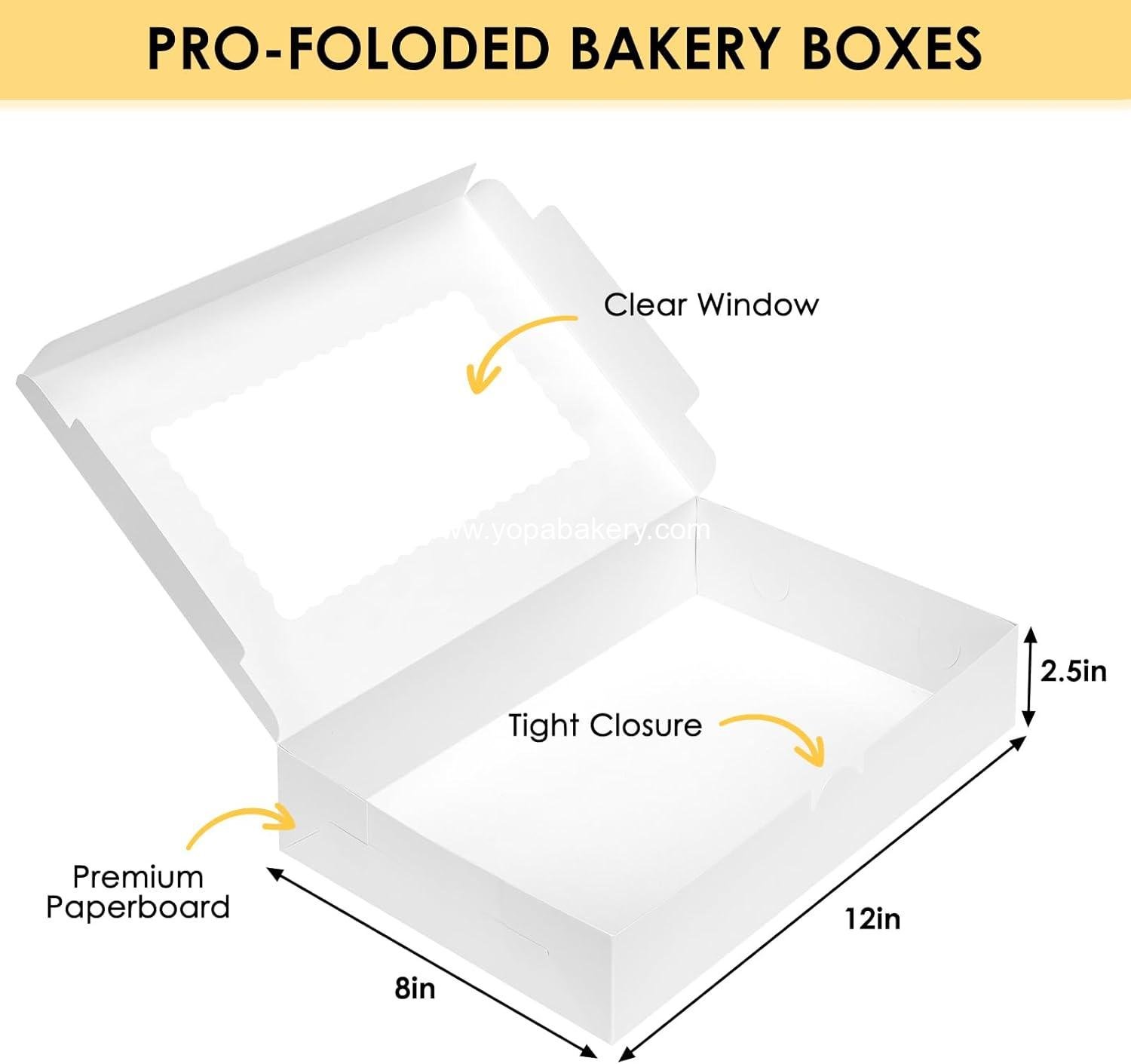 Wholesale 48pcs Bakery Boxes 12x8x2.5 Inches Cookie Boxes with 3 Window Styles for Chocolate Covered Strawberries, Desserts, Cookies, 4 Stickers, Factory