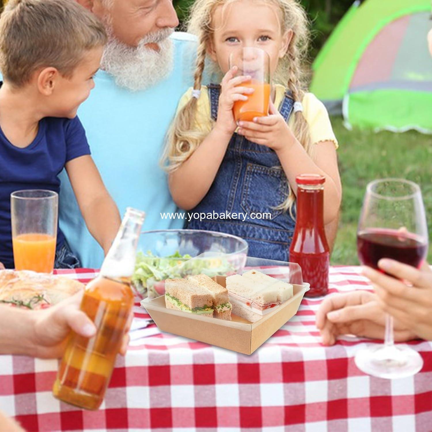 Wholesale 50-Pack 5.8x4.9 Charcuterie Boxes with Clear Lids - Kraft Paper Disposable Food Containers for Cookies, Donuts, Muffins, Sandwiches, and Salads - OEM Factory