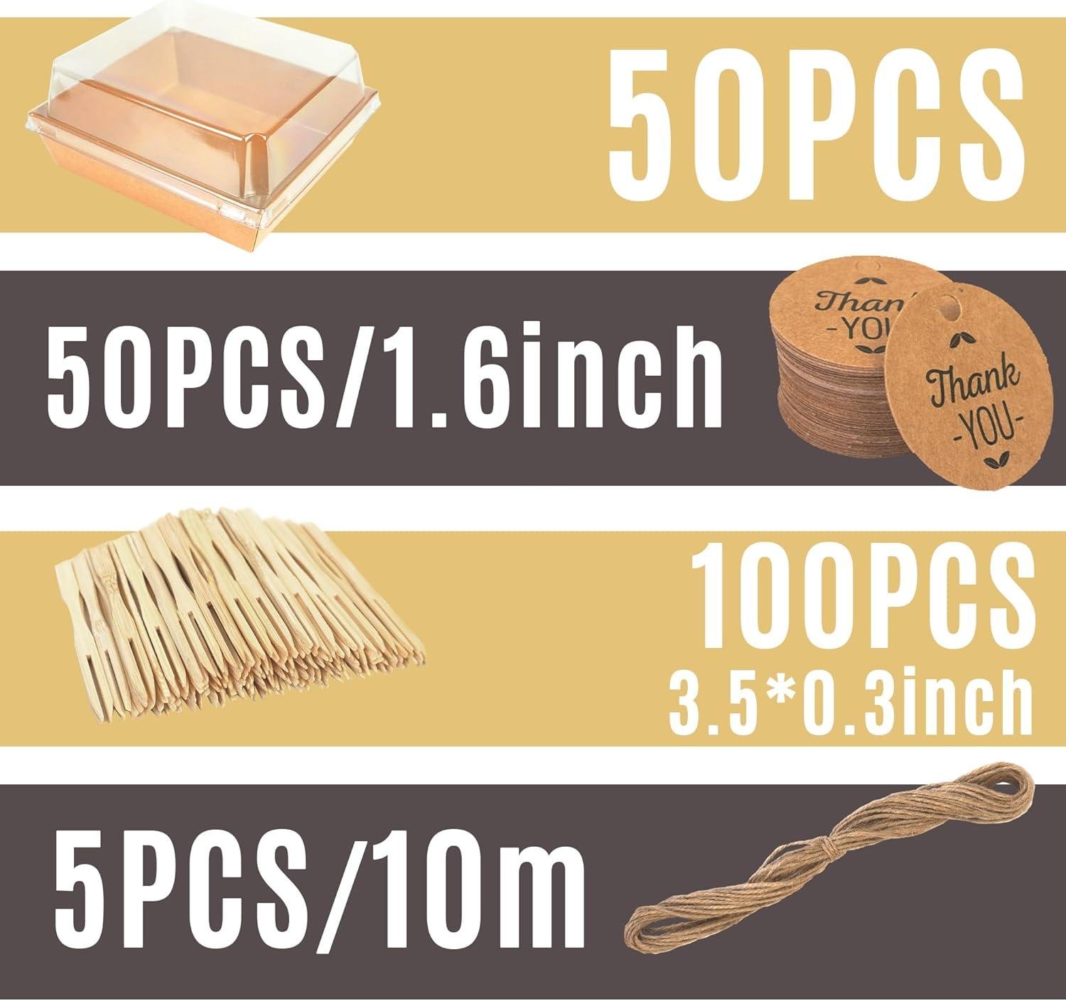 Wholesale 50-Pack 5.8x4.9 Charcuterie Boxes with Clear Lids - Kraft Paper Disposable Food Containers for Cookies, Donuts, Muffins, Sandwiches, and Salads - OEM Factory