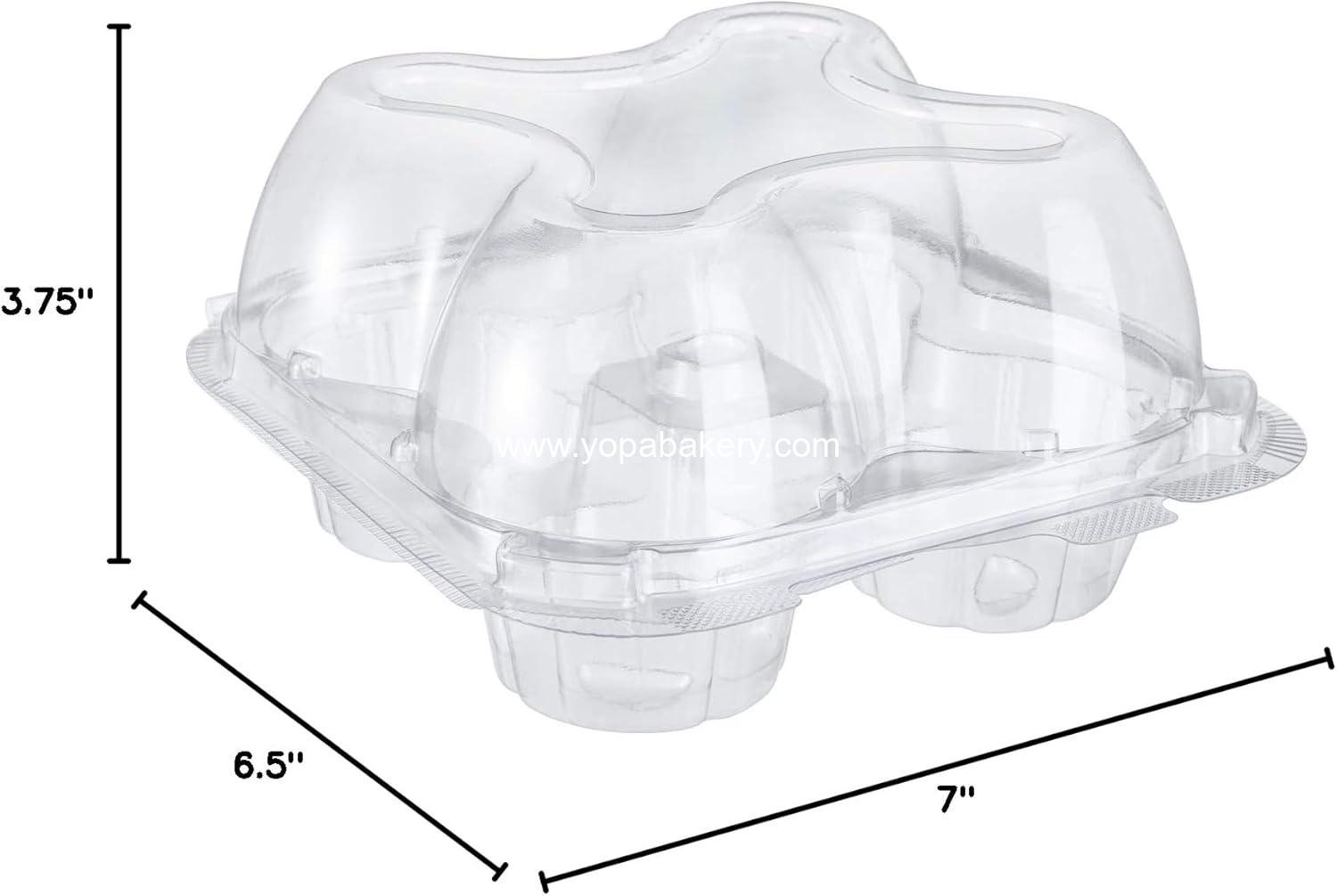 Wholesale 60 Count Plastic Cupcake Containers - 4-Compartment Disposable Holder with Lids for Cupcakes & Muffins - Hinged Lock Clamshell Box with Deep Cups for Storage - Factory