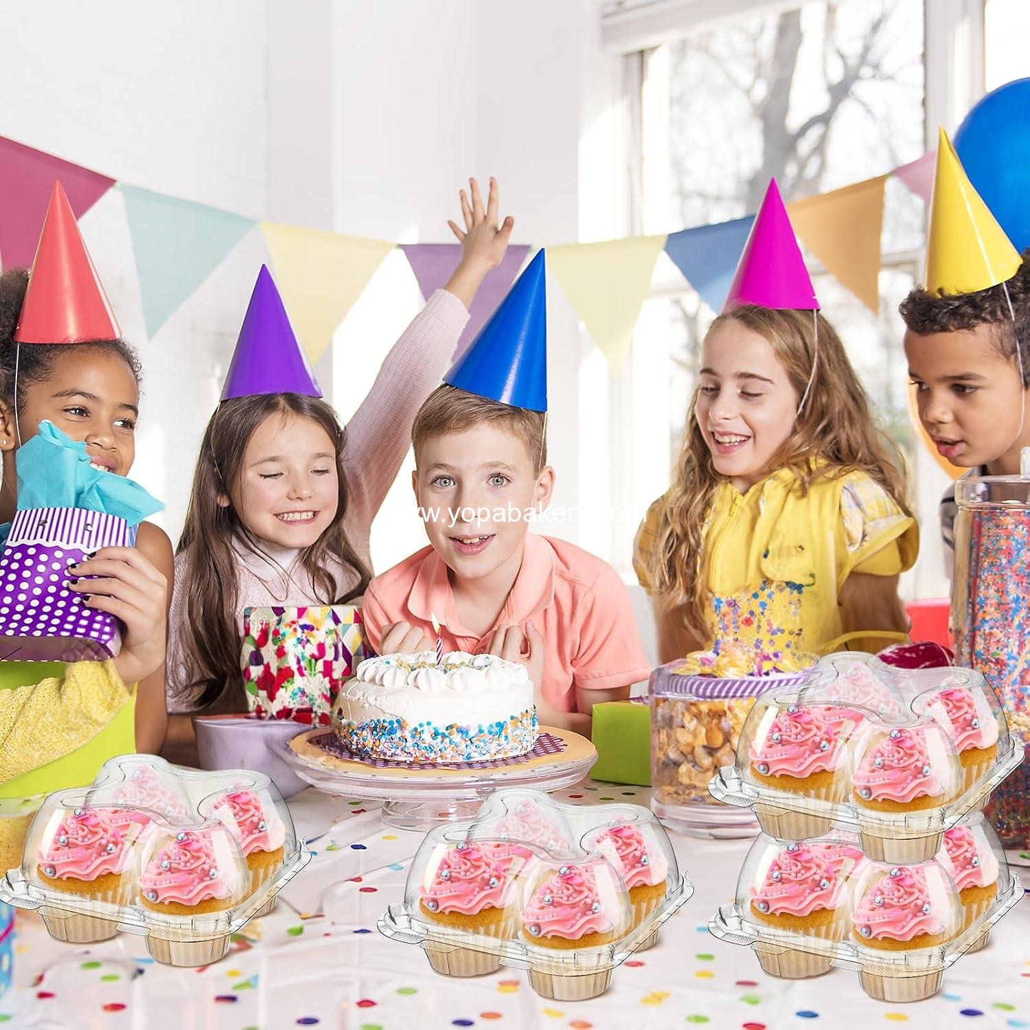 Wholesale 60 Count Plastic Cupcake Containers - 4-Compartment Disposable Holder with Lids for Cupcakes & Muffins - Hinged Lock Clamshell Box with Deep Cups for Storage - Factory