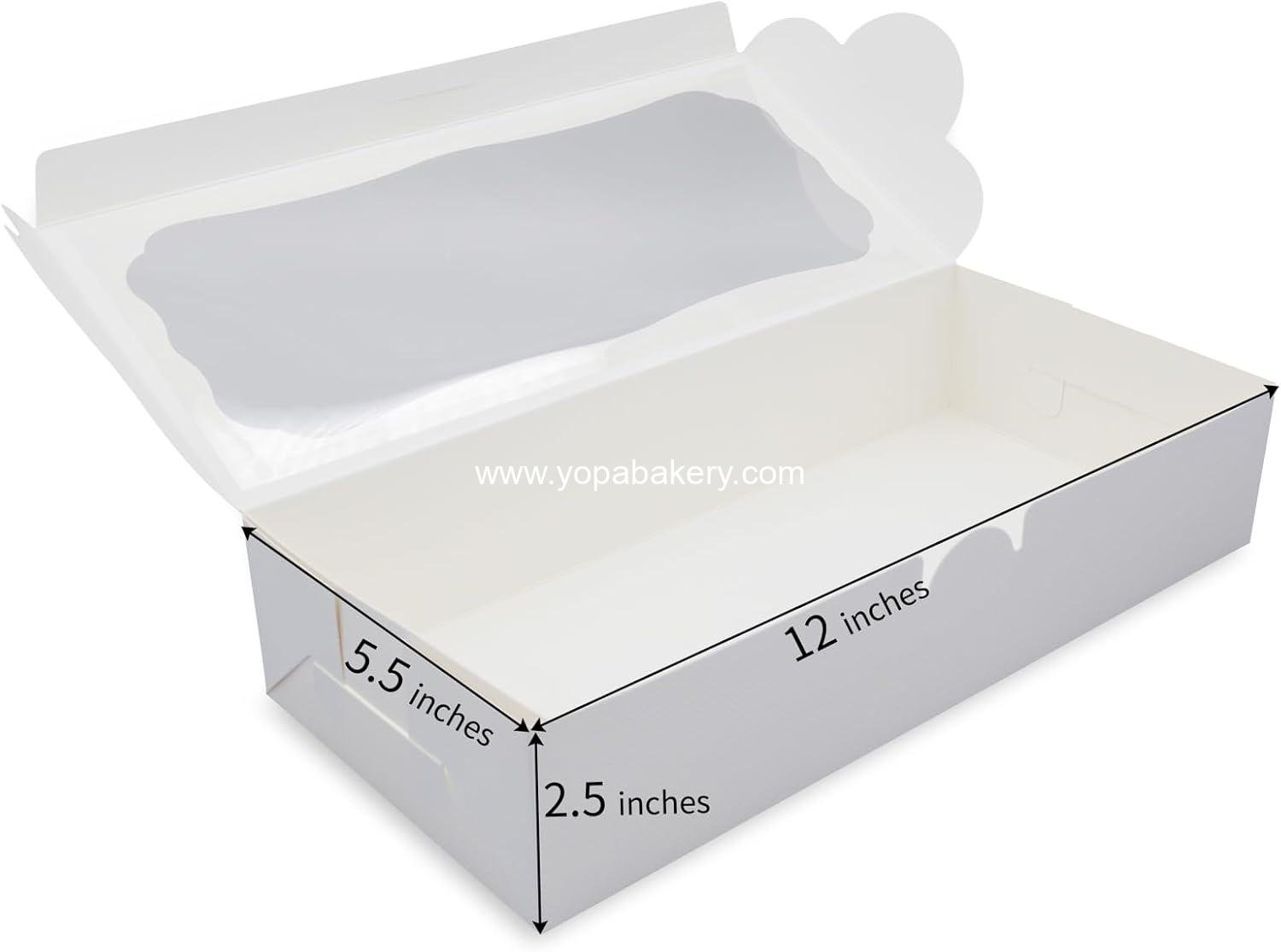 Wholesale 24-Piece 12x5.5x2.5 Inch White Bakery Boxes with Window for Cookies, Donuts, Pastries, Pies, Muffins, and Chocolate-Covered Strawberries - Factory Wholesale 24-Piece 12x5.5x2.5 Inch White Bakery Boxes with Window for Cookies, Donuts, Pastries, Pies, Muffins, and Chocolate-Covered Strawberries - Factory