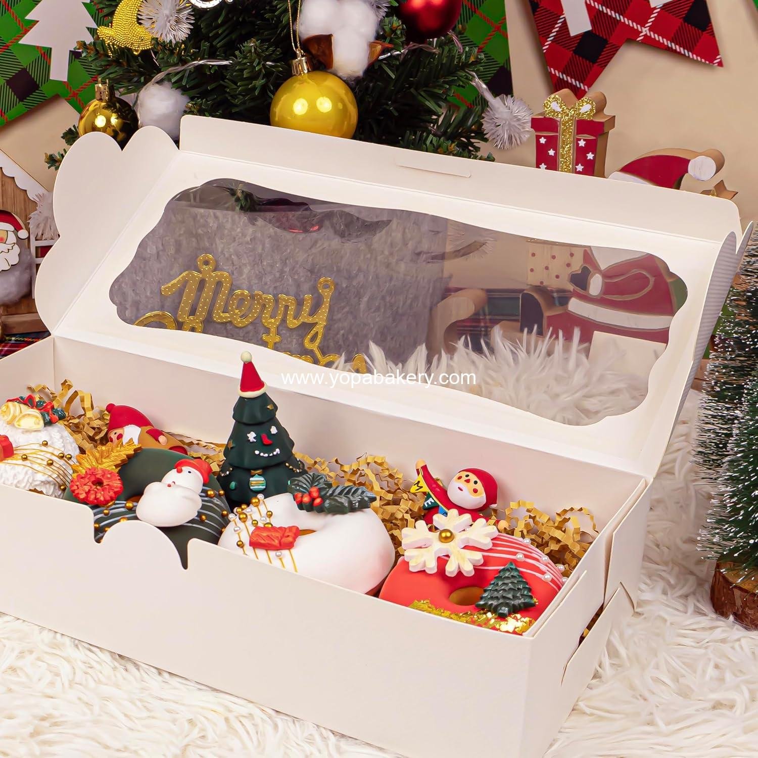 Wholesale 24-Piece 12x5.5x2.5 Inch White Bakery Boxes with Window for Cookies, Donuts, Pastries, Pies, Muffins, and Chocolate-Covered Strawberries - Factory Wholesale 24-Piece 12x5.5x2.5 Inch White Bakery Boxes with Window for Cookies, Donuts, Pastries, Pies, Muffins, and Chocolate-Covered Strawberries - Factory