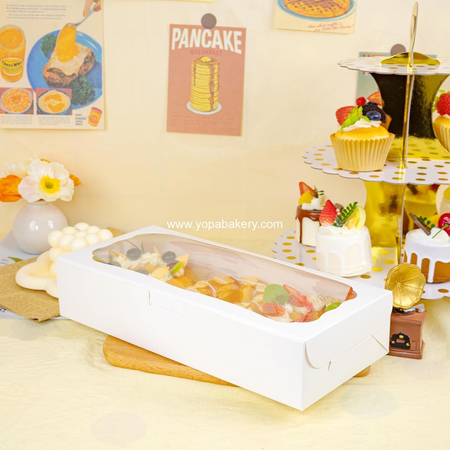 Wholesale 24-Piece 12x5.5x2.5 Inch White Bakery Boxes with Window for Cookies, Donuts, Pastries, Pies, Muffins, and Chocolate-Covered Strawberries - Factory Wholesale 24-Piece 12x5.5x2.5 Inch White Bakery Boxes with Window for Cookies, Donuts, Pastries, Pies, Muffins, and Chocolate-Covered Strawberries - Factory