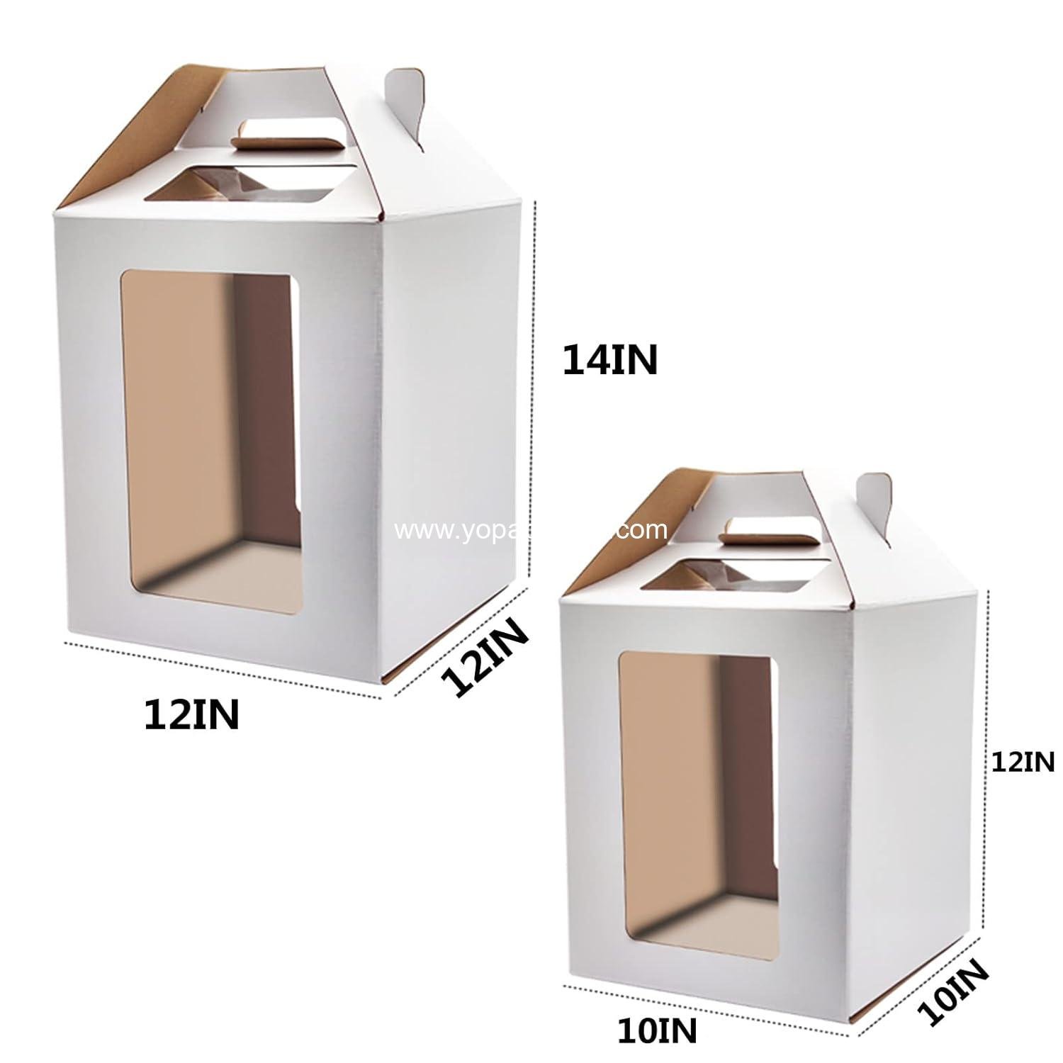 Wholesale Tall Cake Boxes 6pcs - 10x10x12 & 12x12x14 Inches with Window for Tiered Cakes, Perfect for Weddings and Birthdays, Sturdy Disposable Bakery Containers, Factory